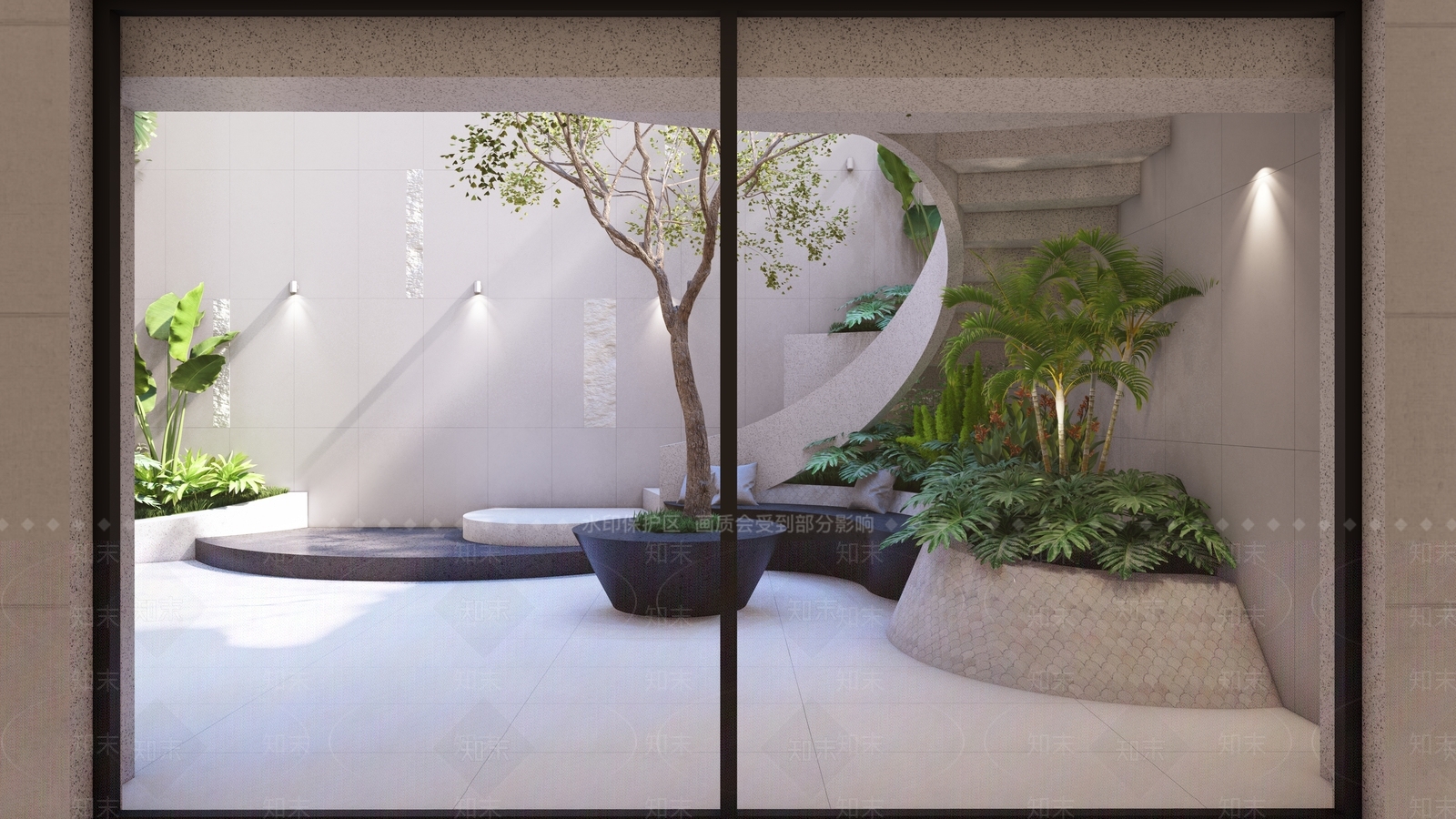 现代别墅庭院SU模型下载【ID:1178214701】
