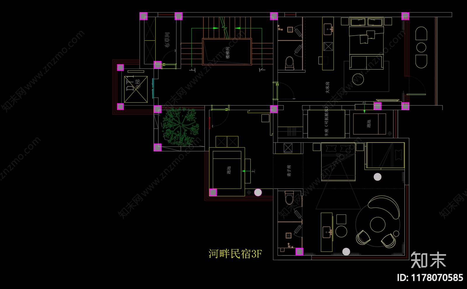 侘寂简约民宿施工图下载【ID:1178070585】