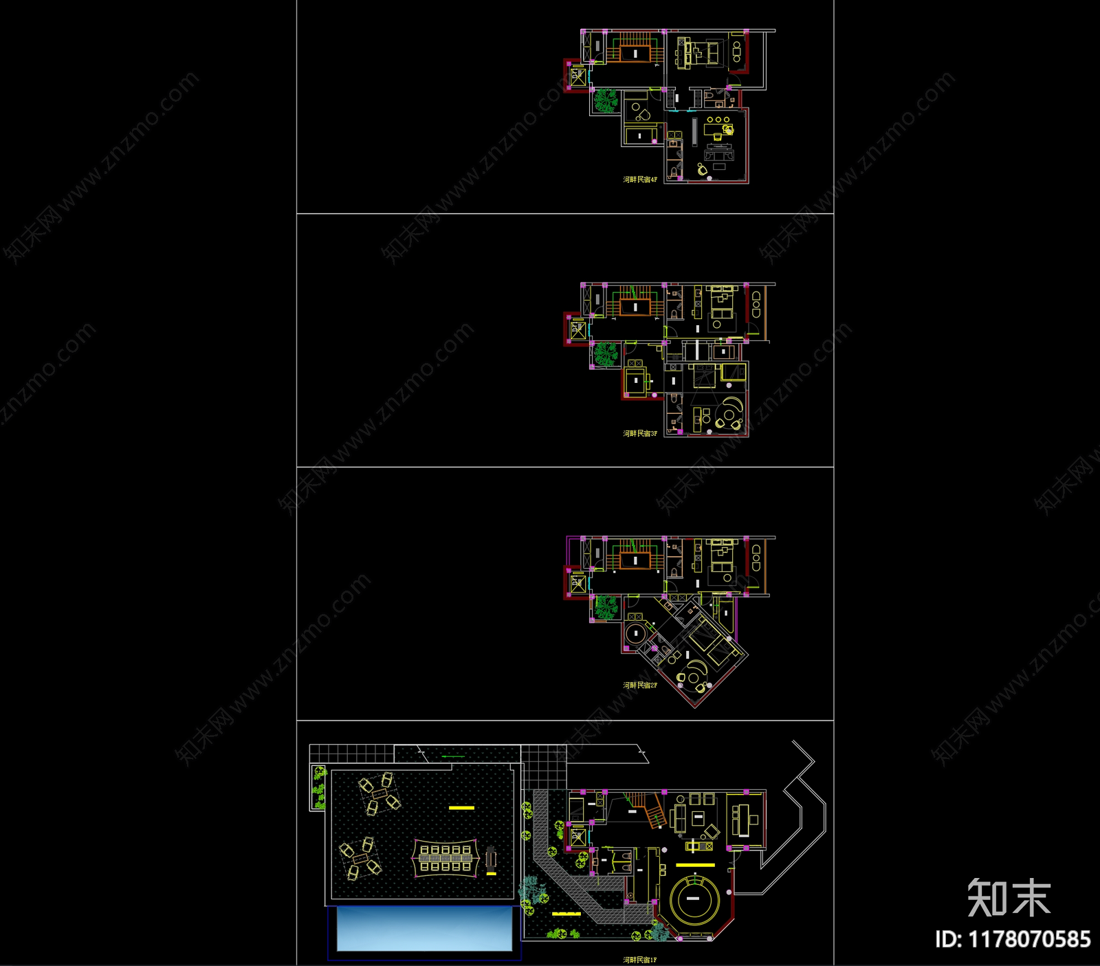 侘寂简约民宿施工图下载【ID:1178070585】