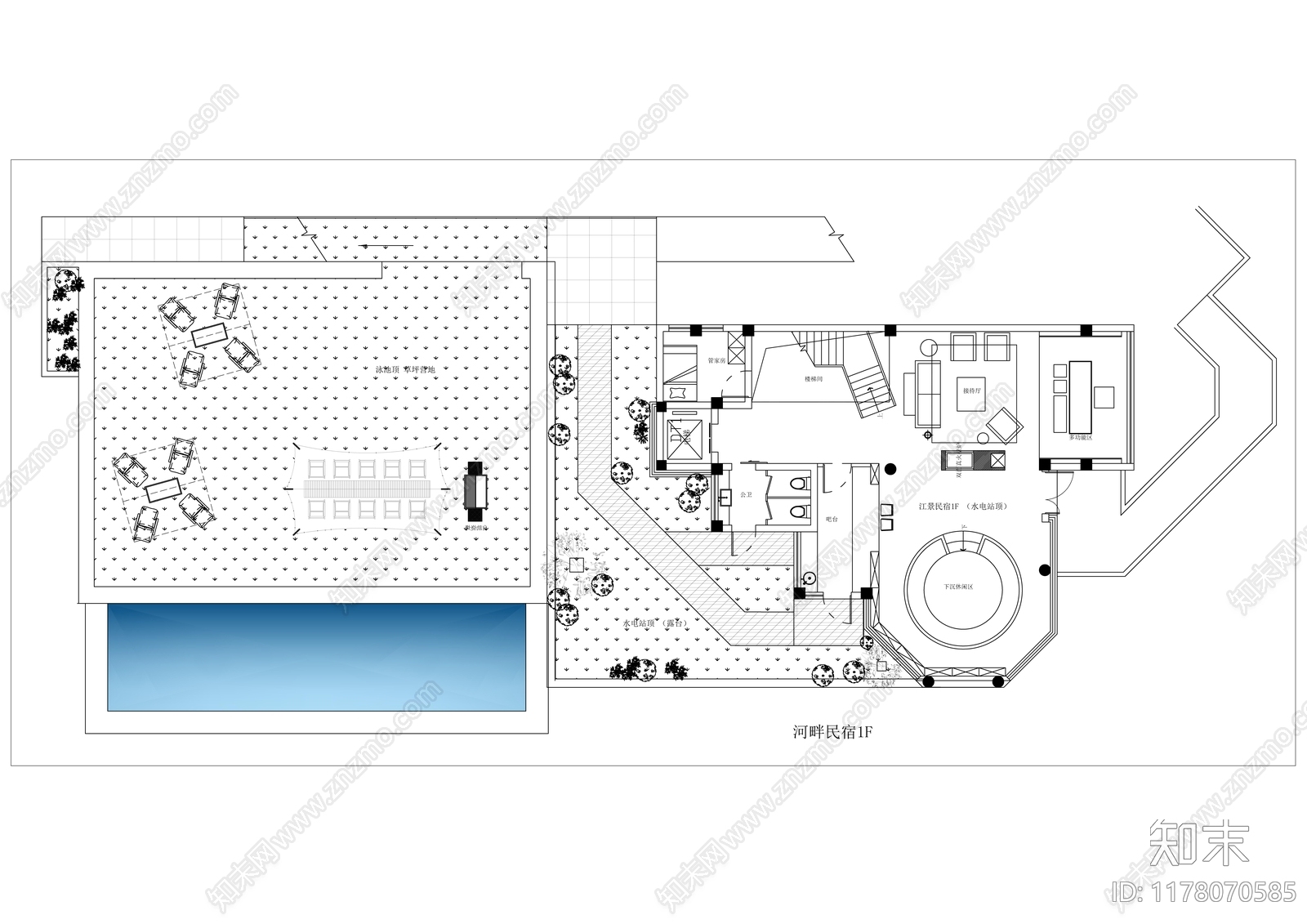 侘寂简约民宿施工图下载【ID:1178070585】