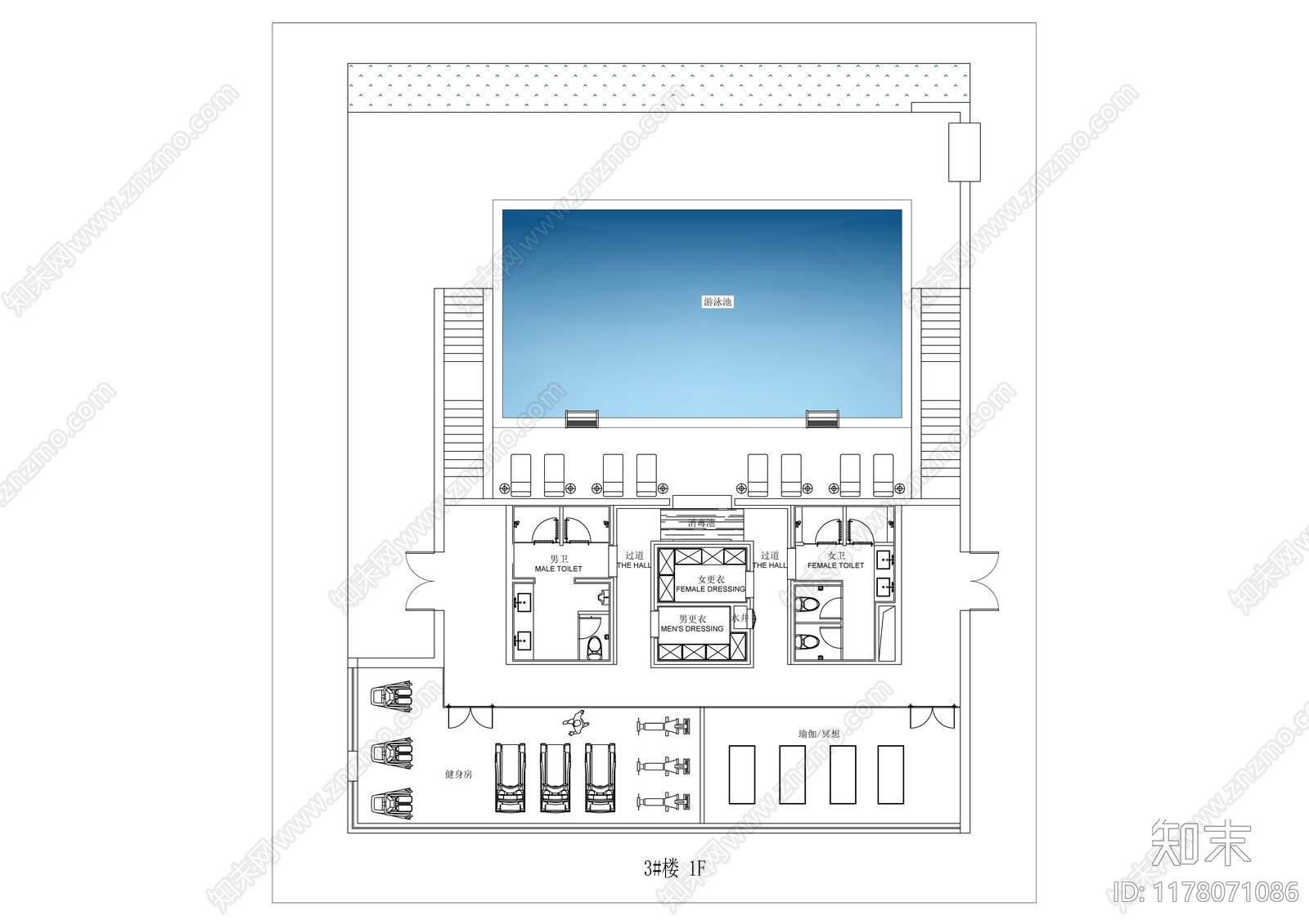 现代简约会所施工图下载【ID:1178071086】