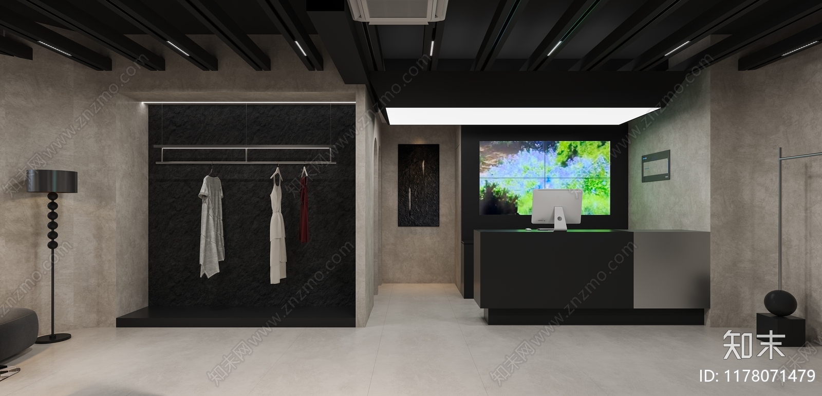 现代侘寂服装店3D模型下载【ID:1178071479】