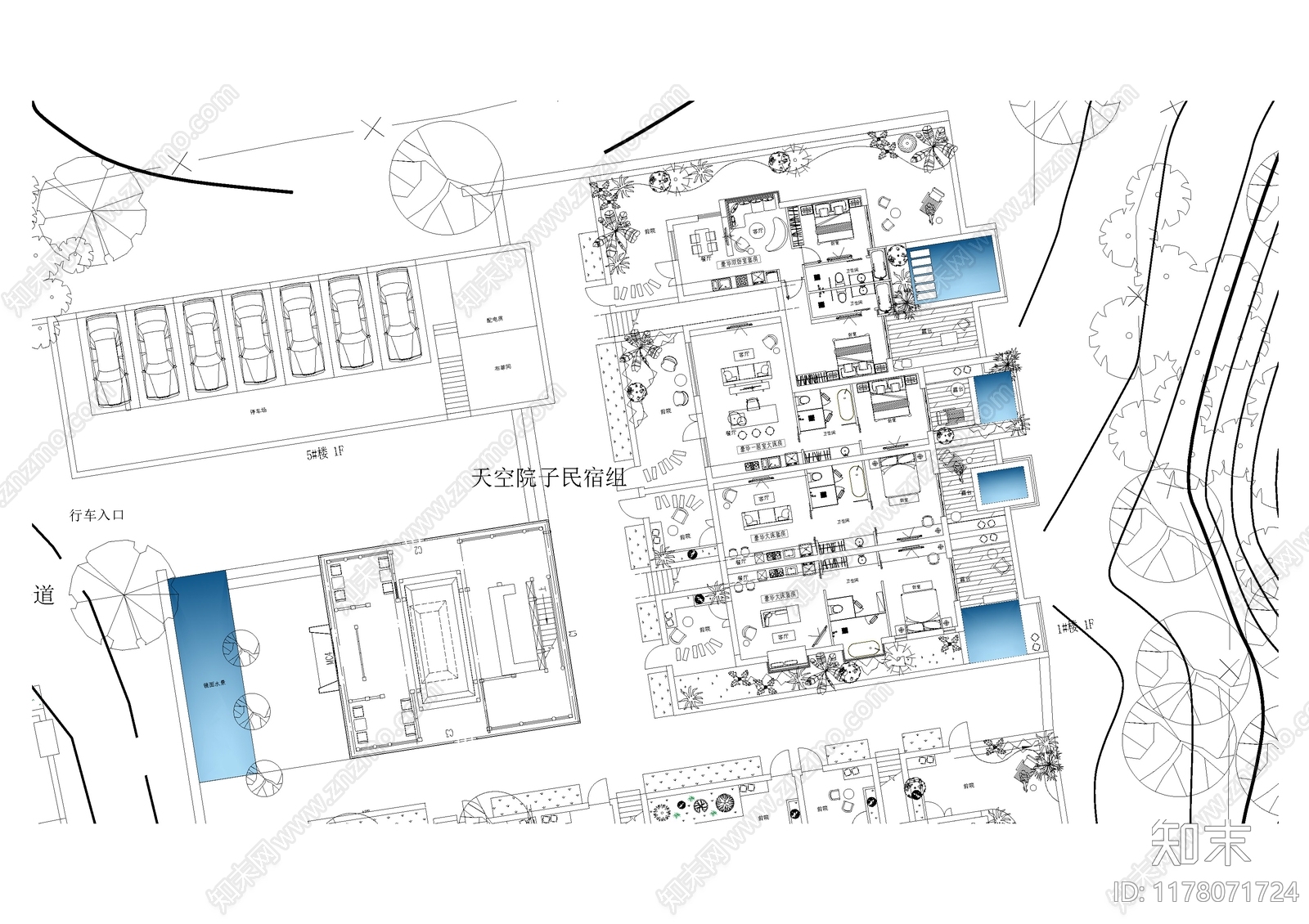 现代新中式规划平面图施工图下载【ID:1178071724】