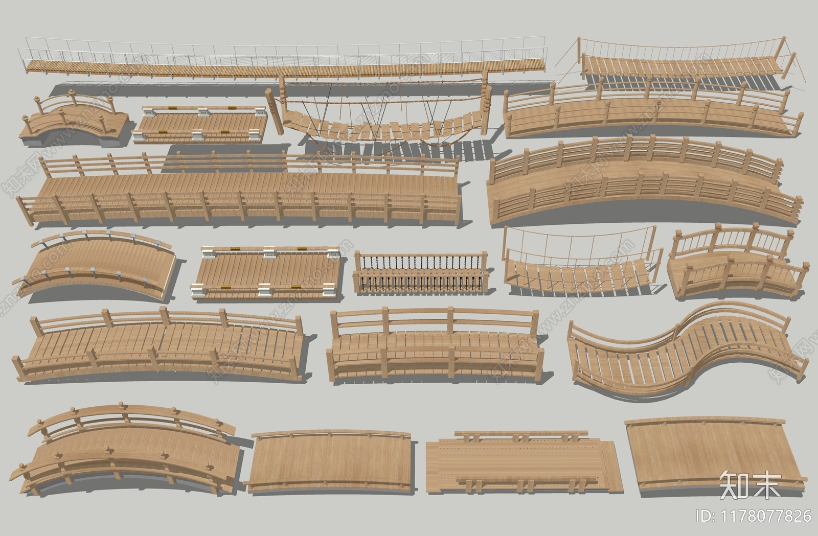 新中式现代景观桥SU模型下载【ID:1178077826】