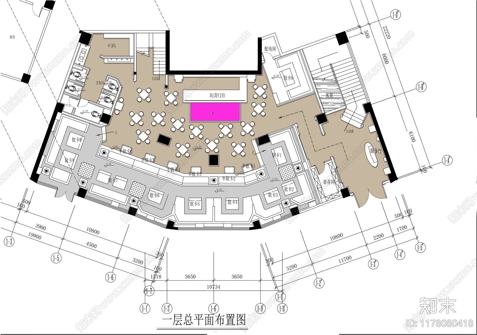 现代酒吧cad施工图下载【ID:1178080418】