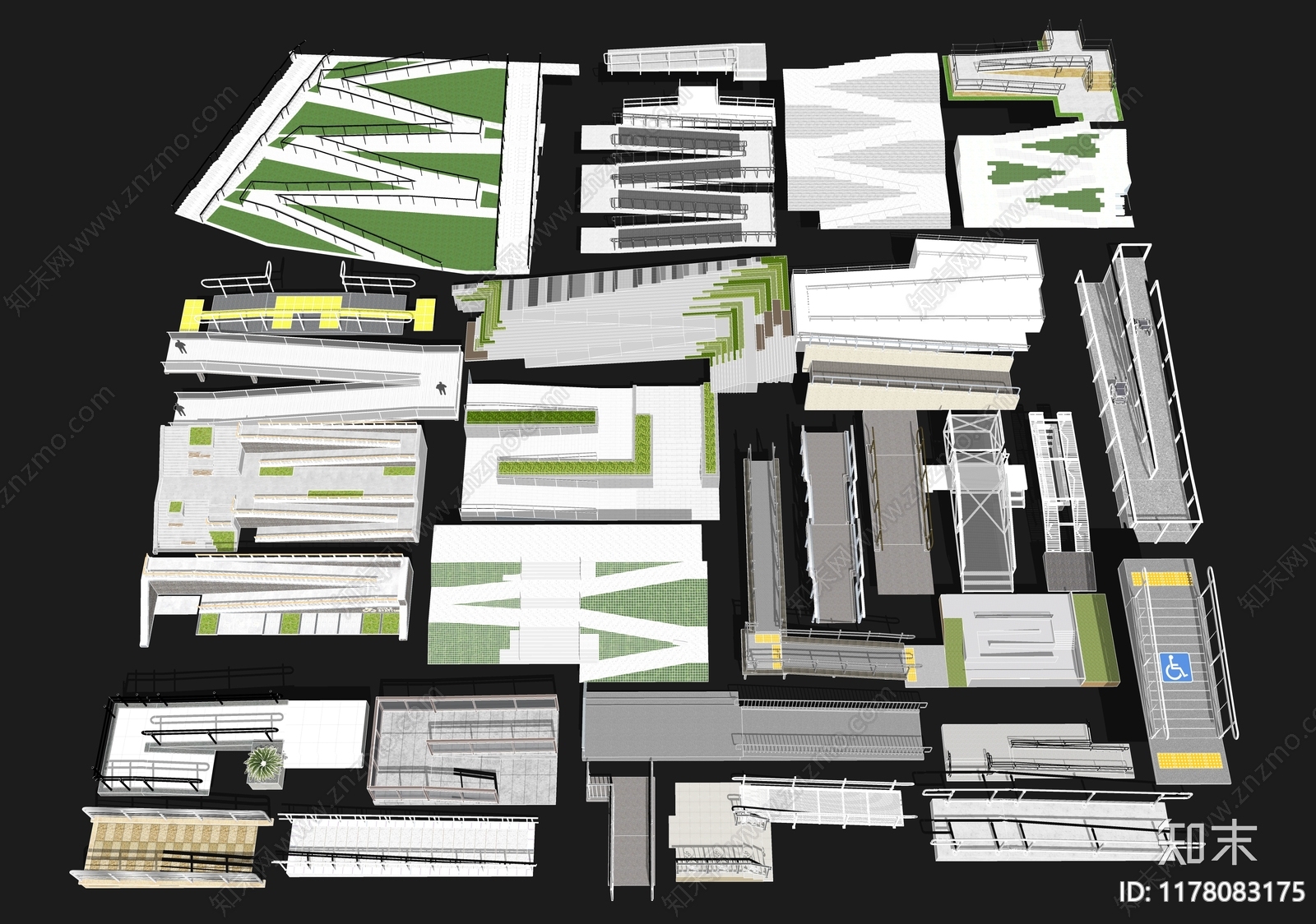 现代台阶景观SU模型下载【ID:1178083175】