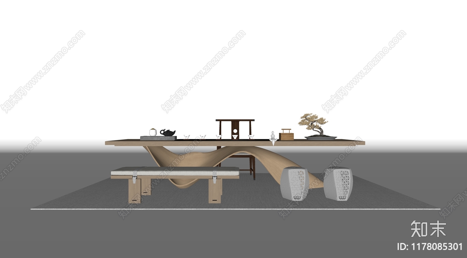 新中式茶桌椅SU模型下载【ID:1178085301】