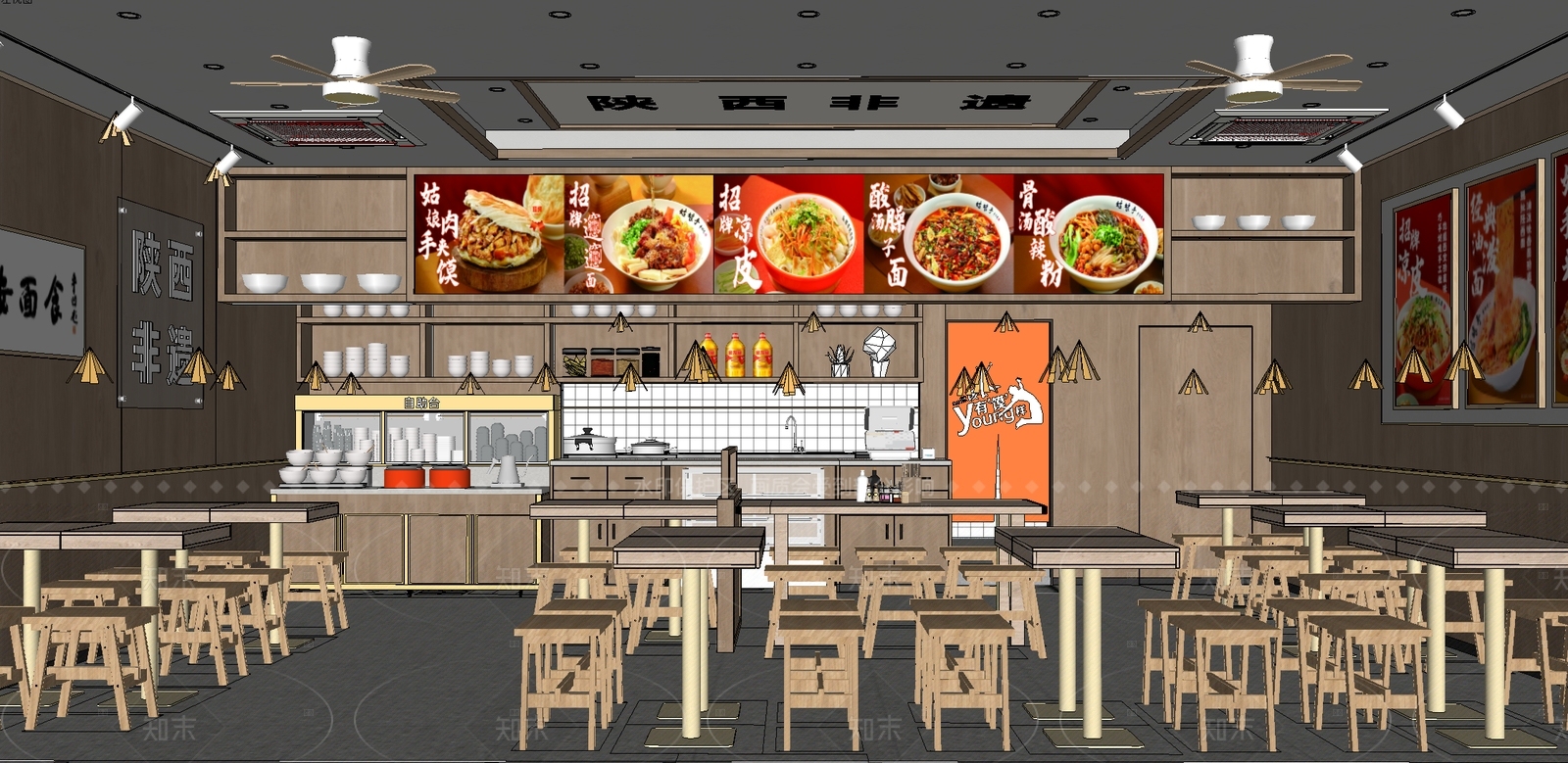 现代快餐店SU模型下载【ID:1216025021】