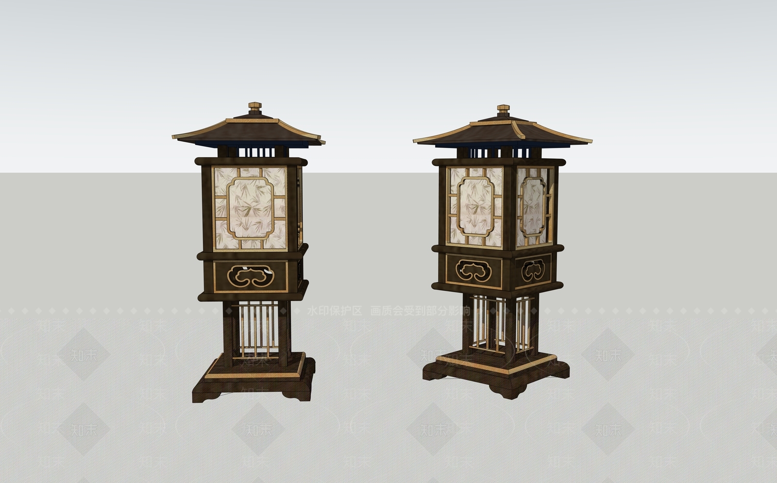 新中式中式落地灯SU模型下载【ID:1178088560】