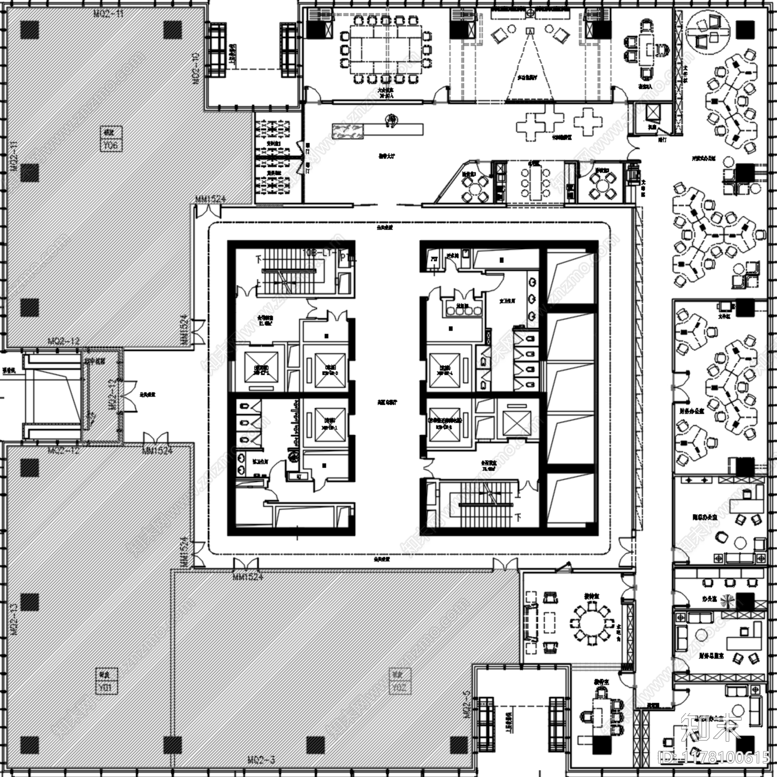 现代独立办公室施工图下载【ID:1178100615】