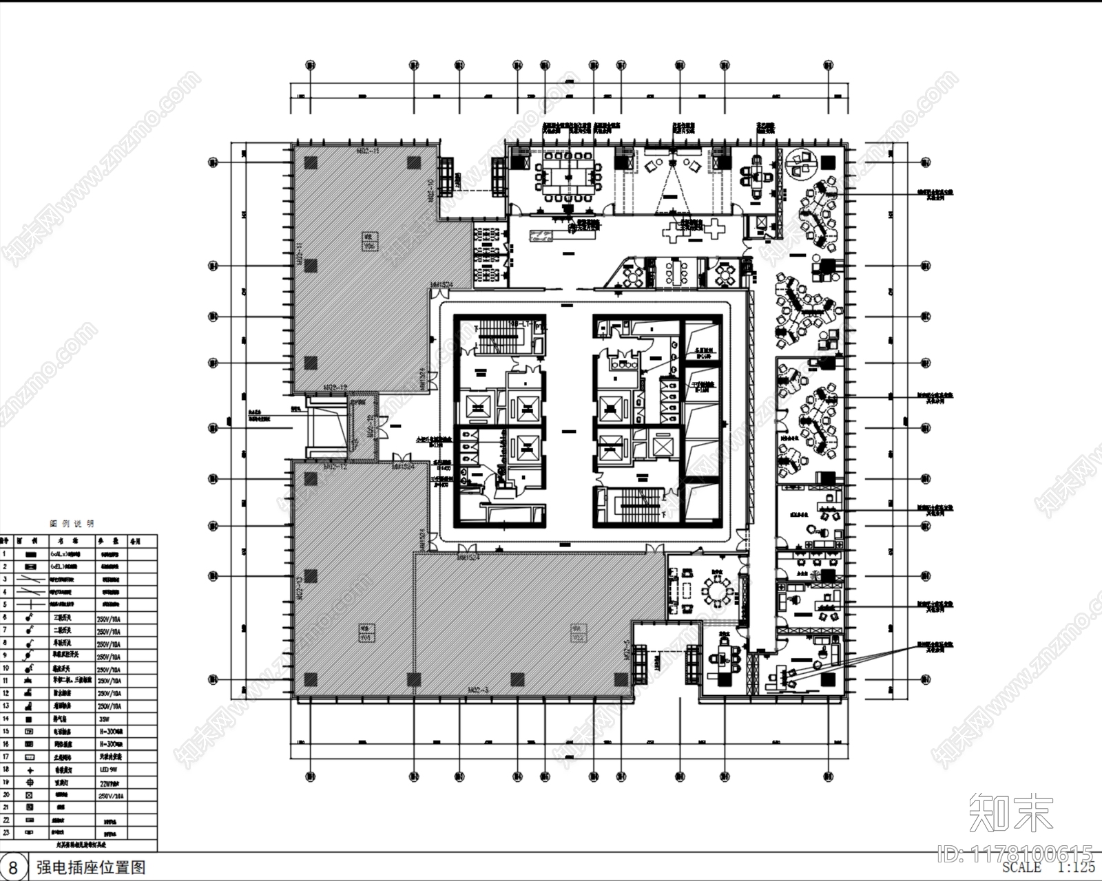 现代独立办公室施工图下载【ID:1178100615】