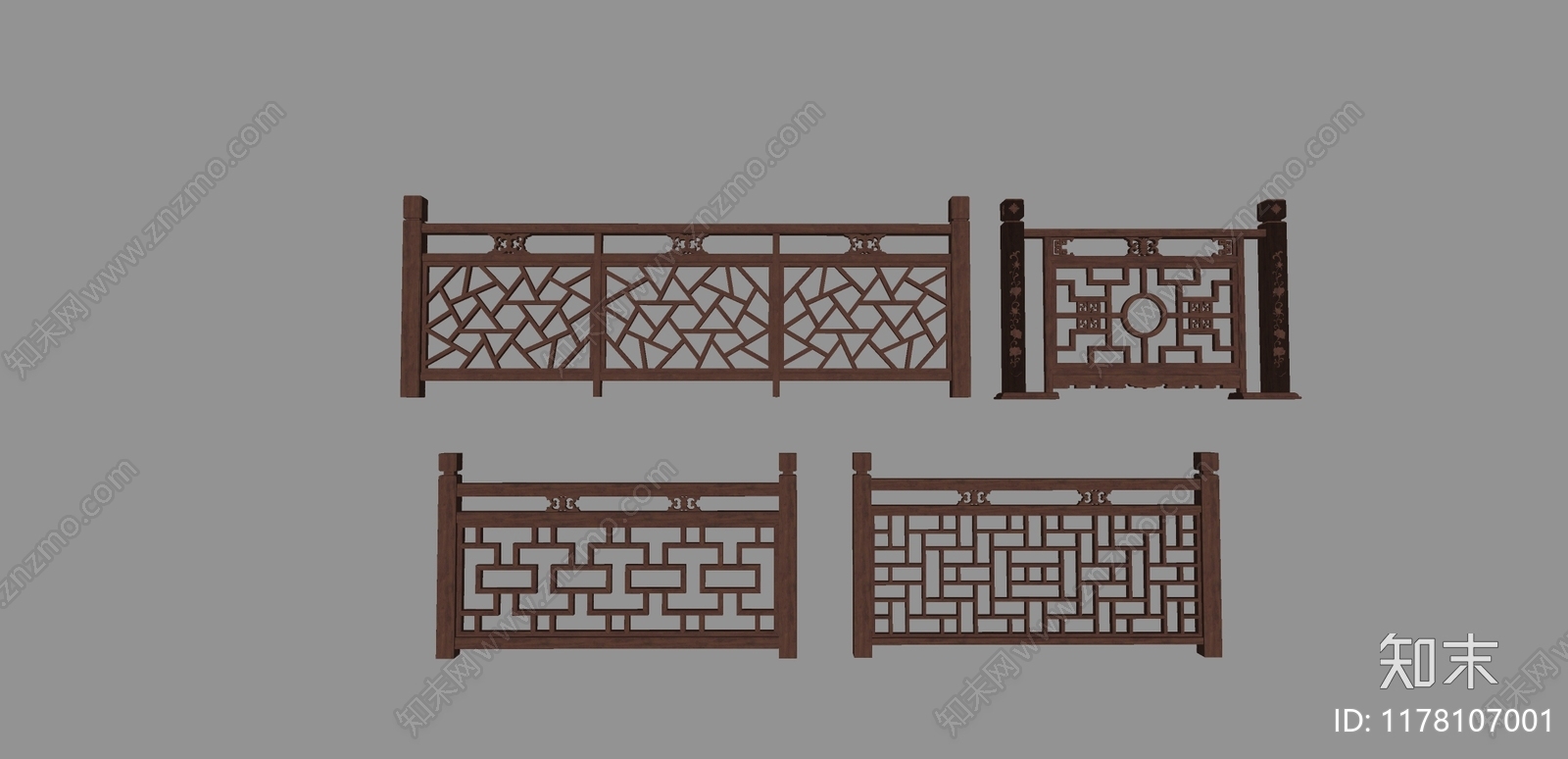 新中式围栏护栏SU模型下载【ID:1178107001】