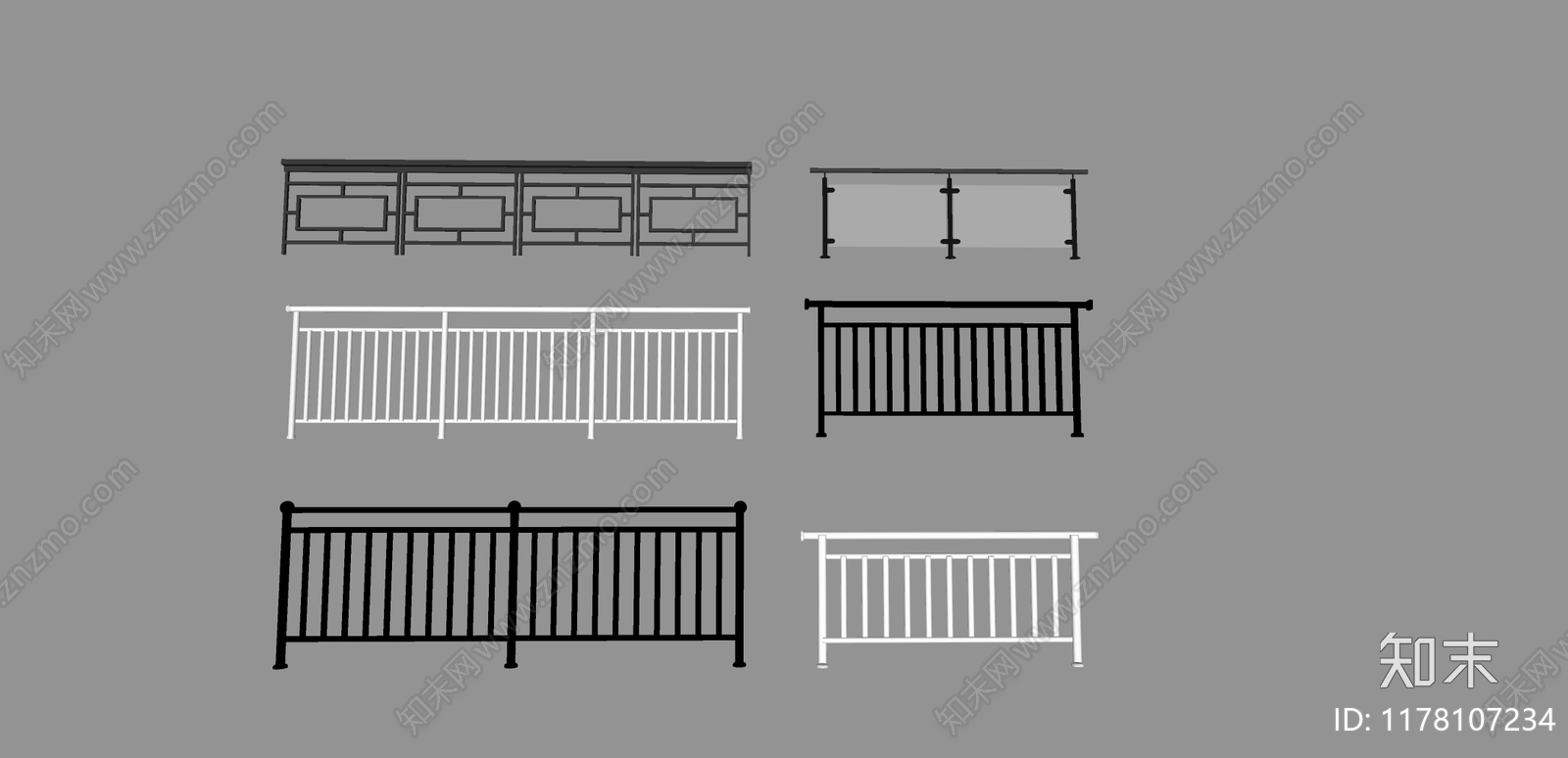 现代围栏护栏SU模型下载【ID:1178107234】