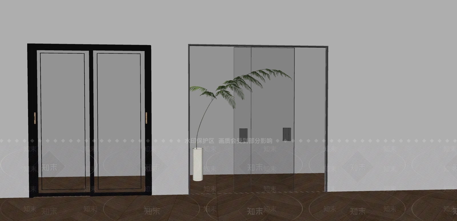 现代推拉门SU模型下载【ID:1178107659】