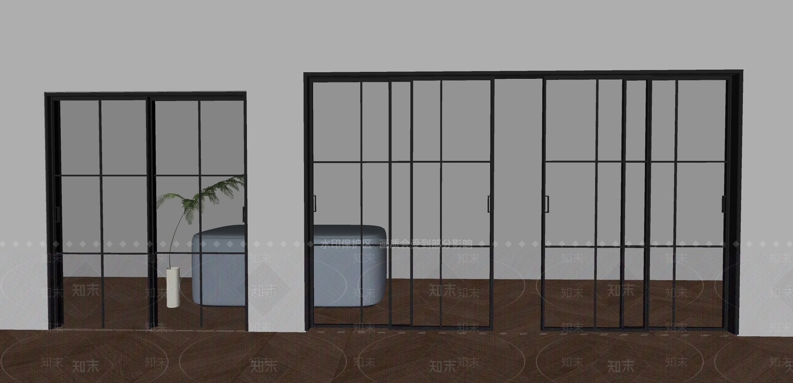 现代推拉门SU模型下载【ID:1178107951】