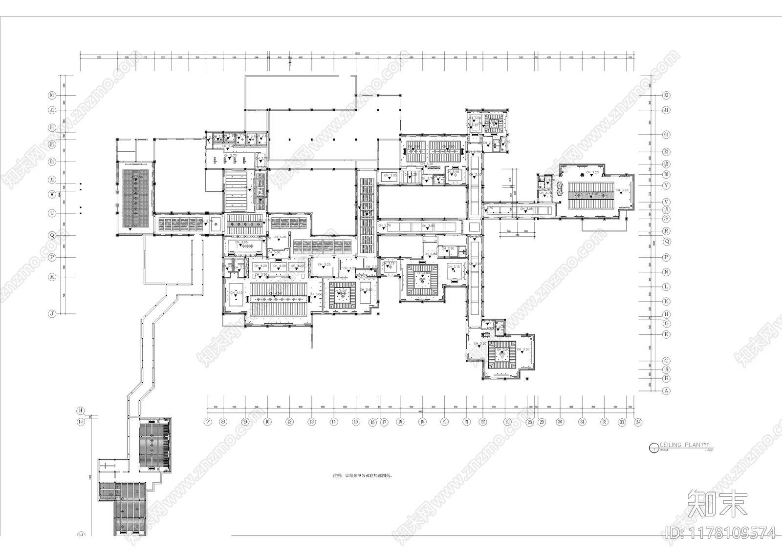 中式会所施工图下载【ID:1178109574】