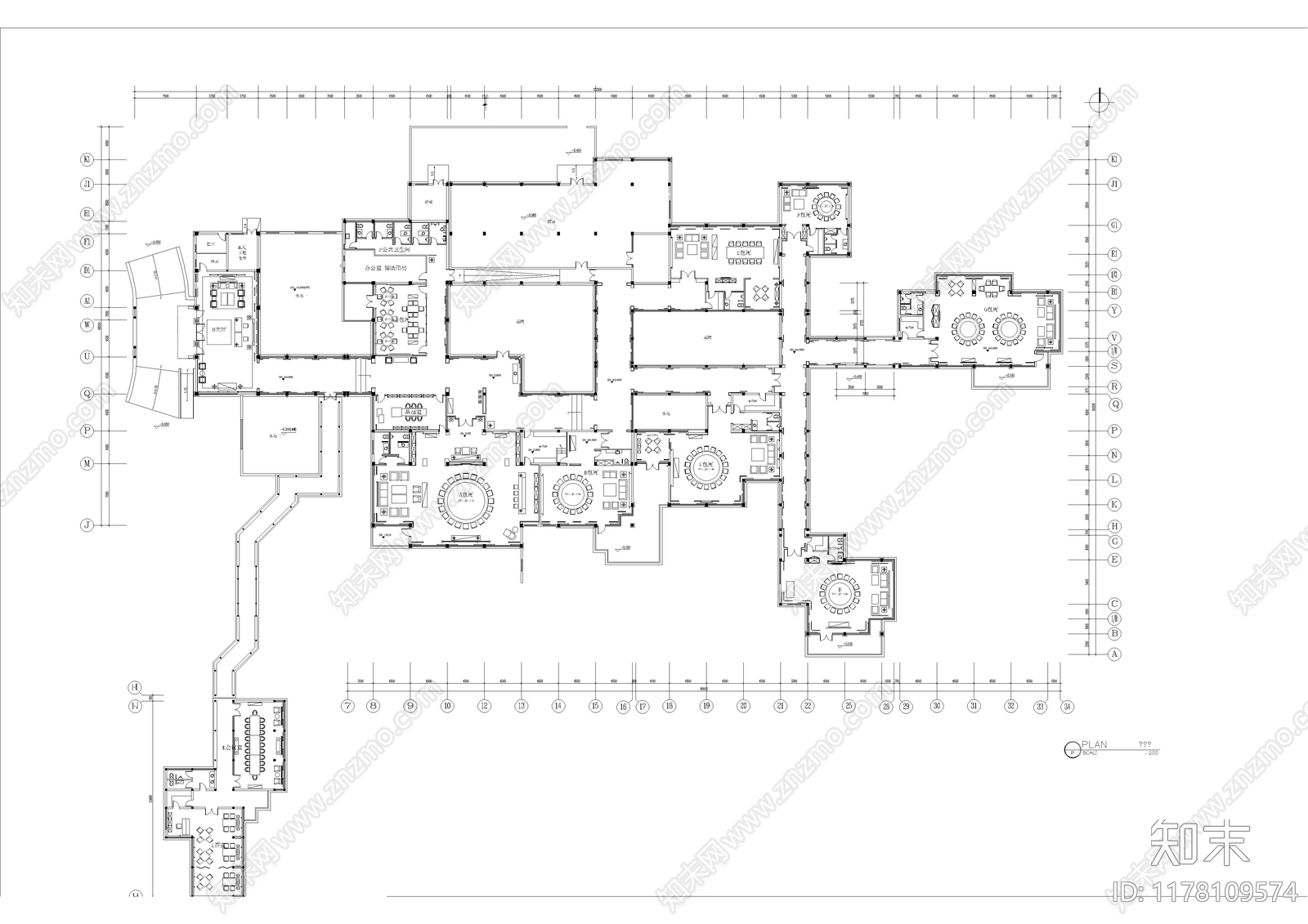 中式会所施工图下载【ID:1178109574】