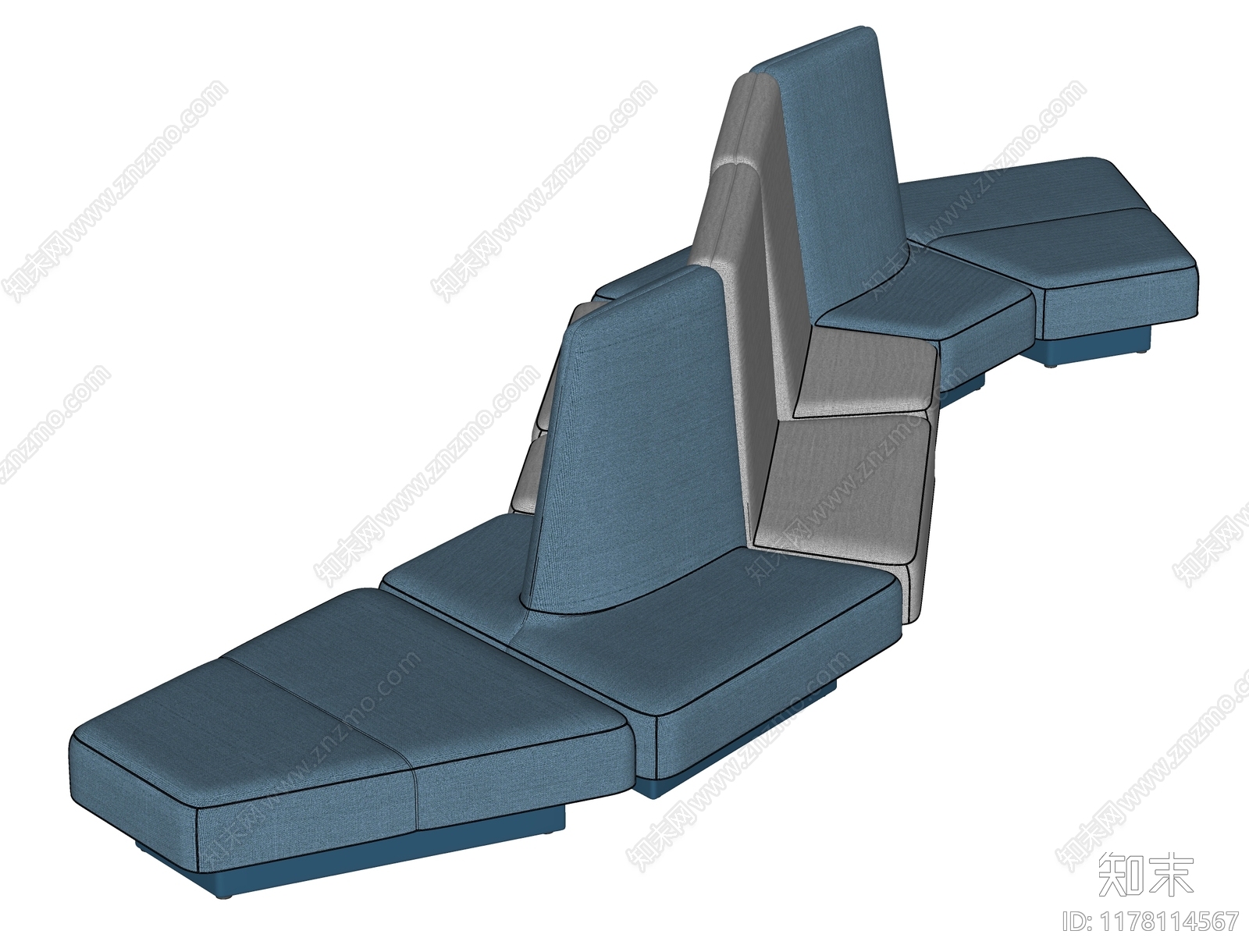 现代简约卡座沙发SU模型下载【ID:1178114567】