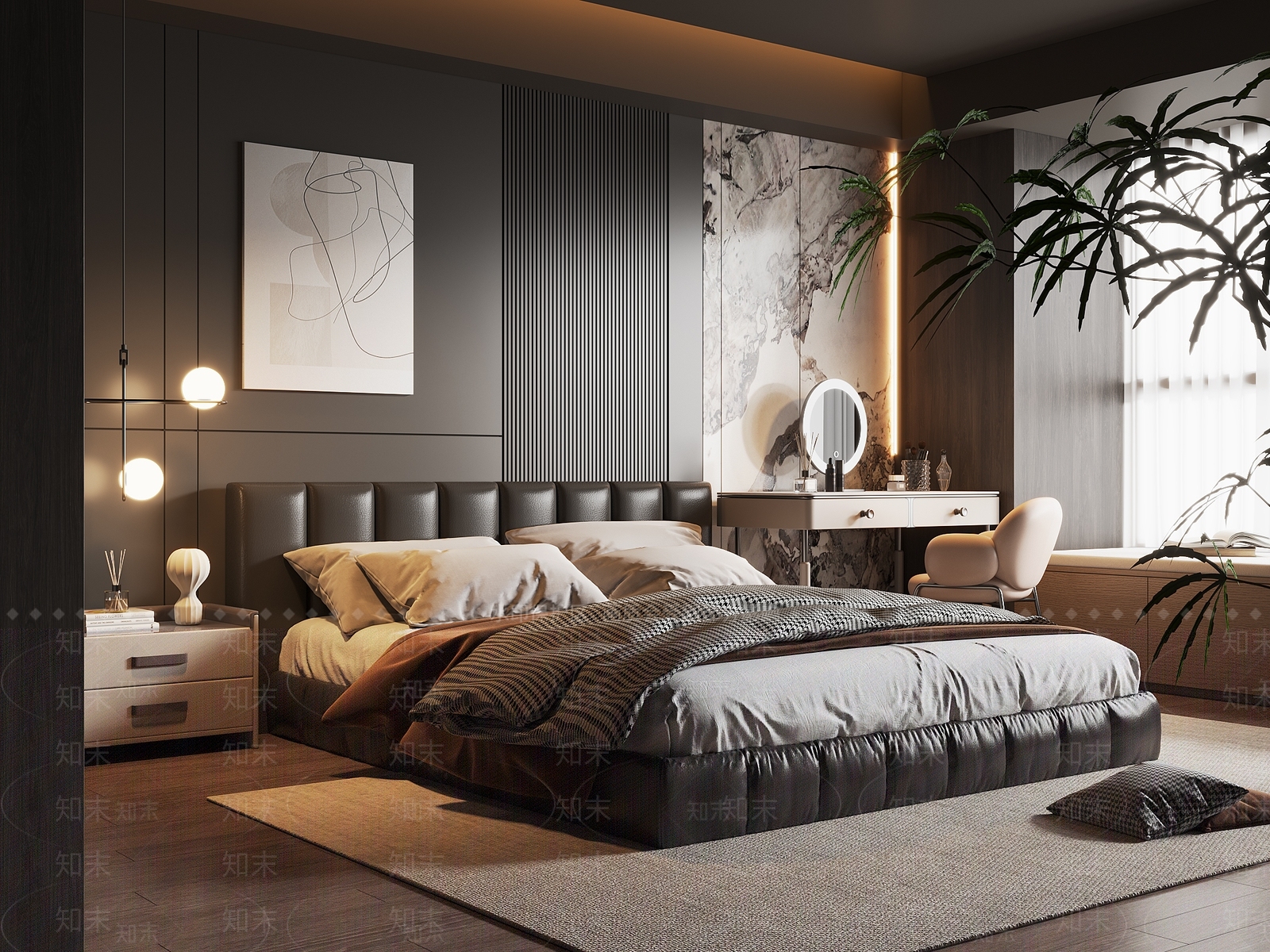 轻奢金属腿梳妆台梳妆台3D模型下载【ID:1227506420】