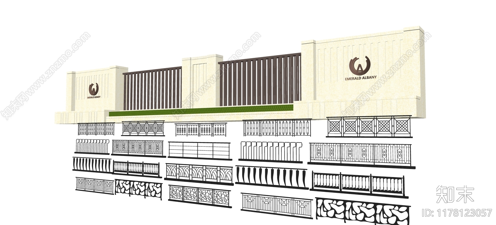 现代极简围墙SU模型下载【ID:1178123057】