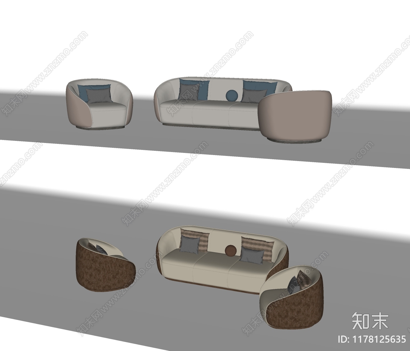 现代轻奢沙发组合SU模型下载【ID:1178125635】