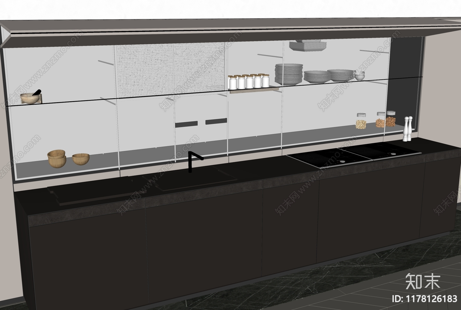 现代橱柜SU模型下载【ID:1178126183】