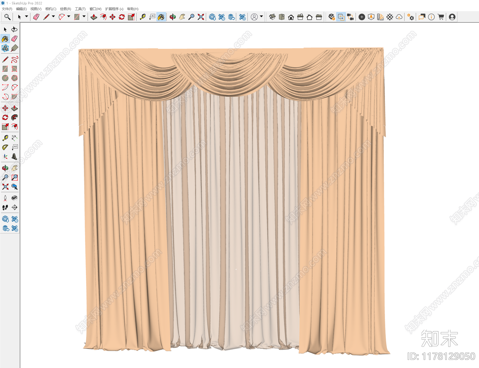 现代窗帘SU模型下载【ID:1178129050】