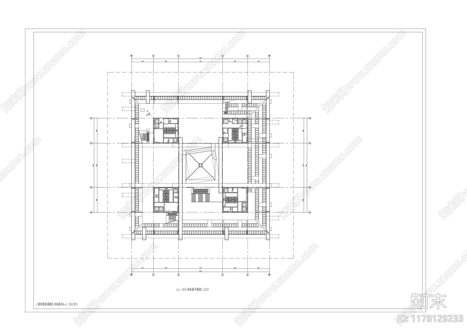 现代博物馆建筑施工图下载【ID:1178129233】