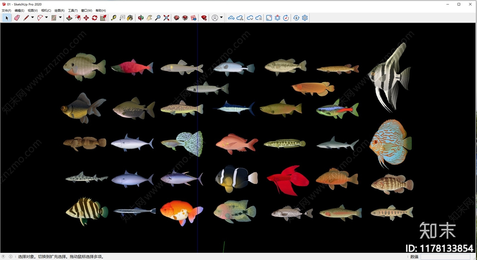 水生动物SU模型下载【ID:1178133854】