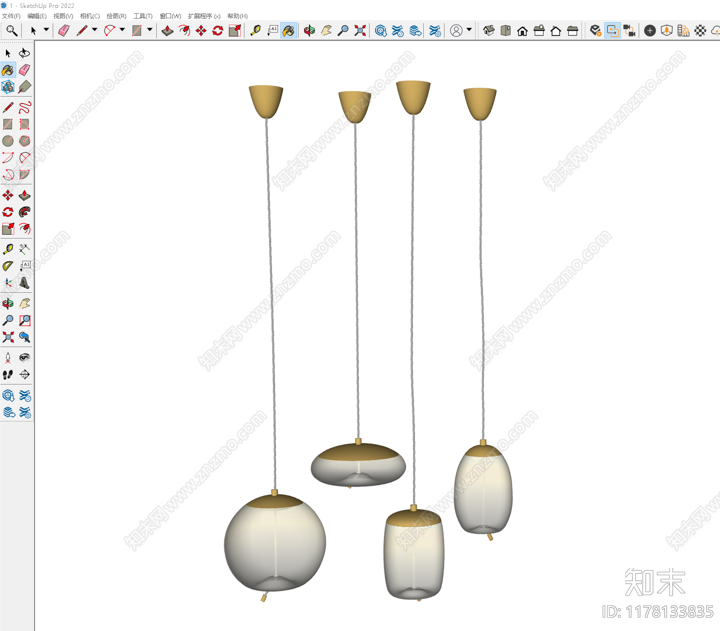 现代轻奢吊灯SU模型下载【ID:1178133835】