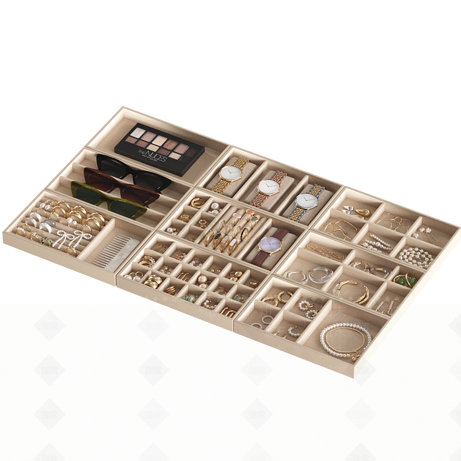 现代首饰柜3D模型下载【ID:1178134048】