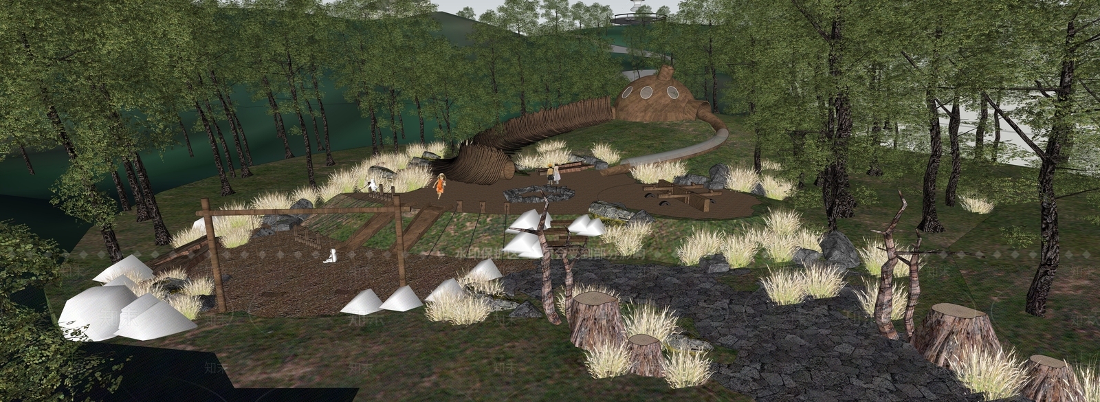 现代景观公园SU模型下载【ID:1178134777】