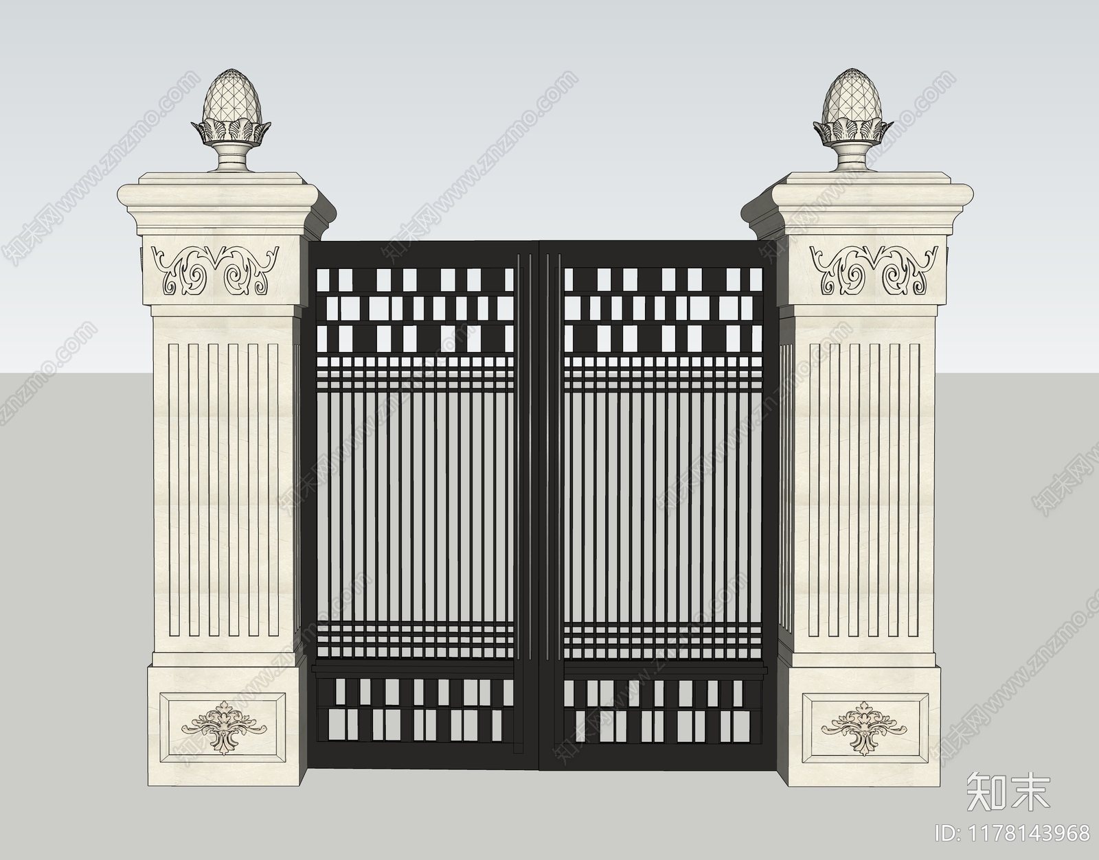 法式欧式入口大门SU模型下载【ID:1178143968】
