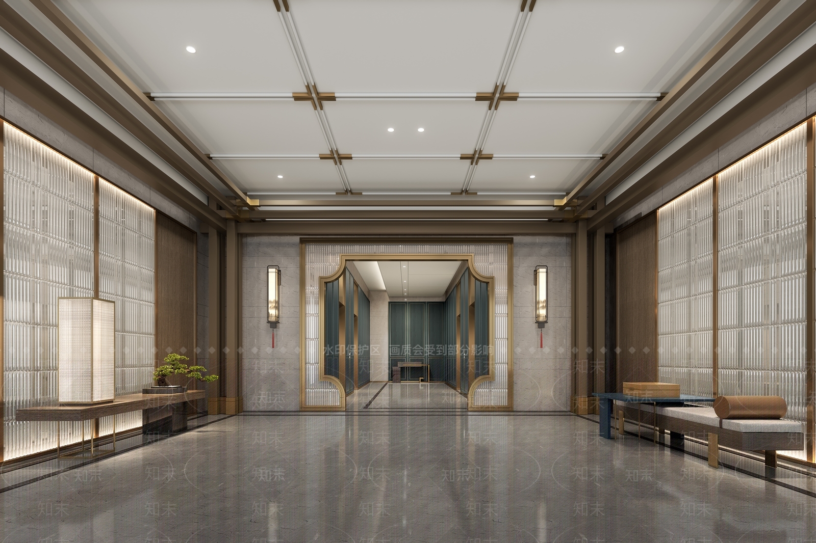 新中式中式电梯间3D模型下载【ID:1178147596】