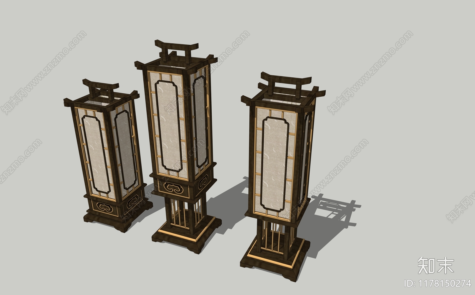 新中式中式落地灯SU模型下载【ID:1178150274】