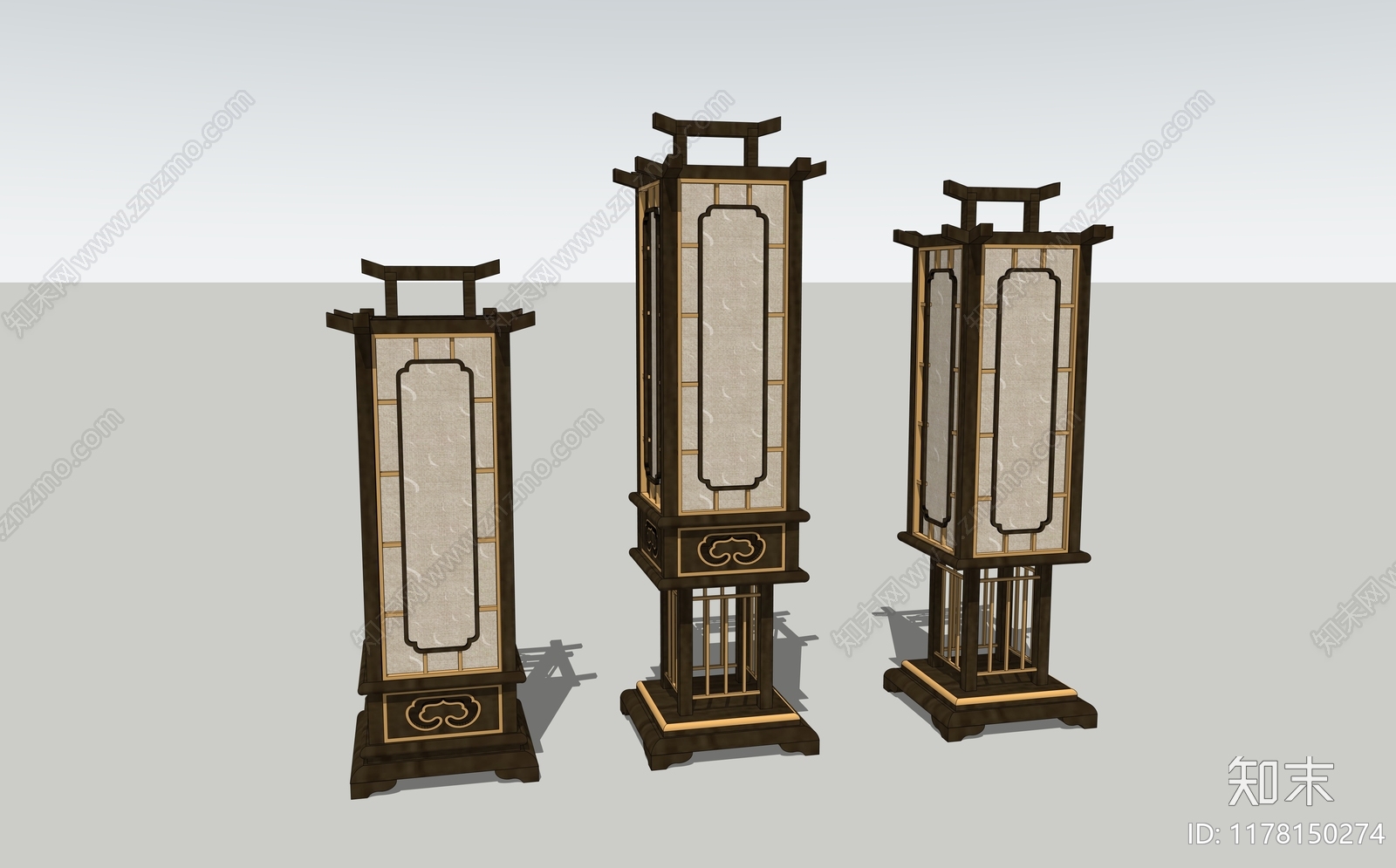 新中式中式落地灯SU模型下载【ID:1178150274】