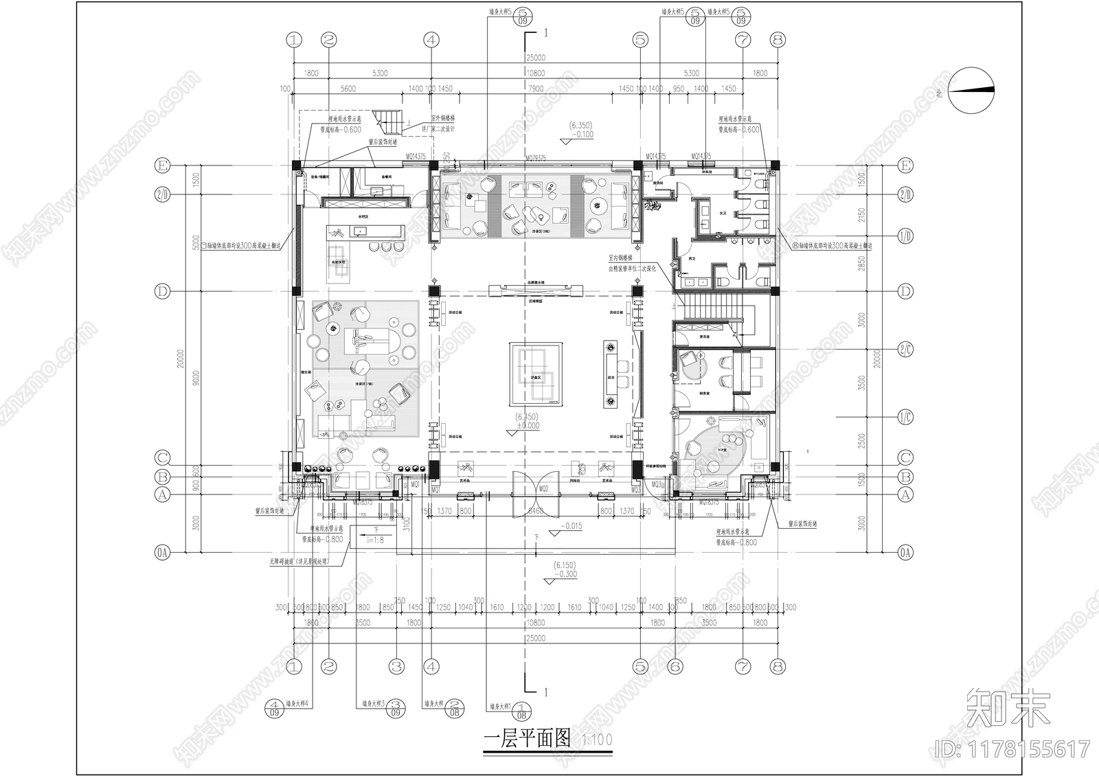 现代简约售楼处建筑施工图下载【ID:1178155617】