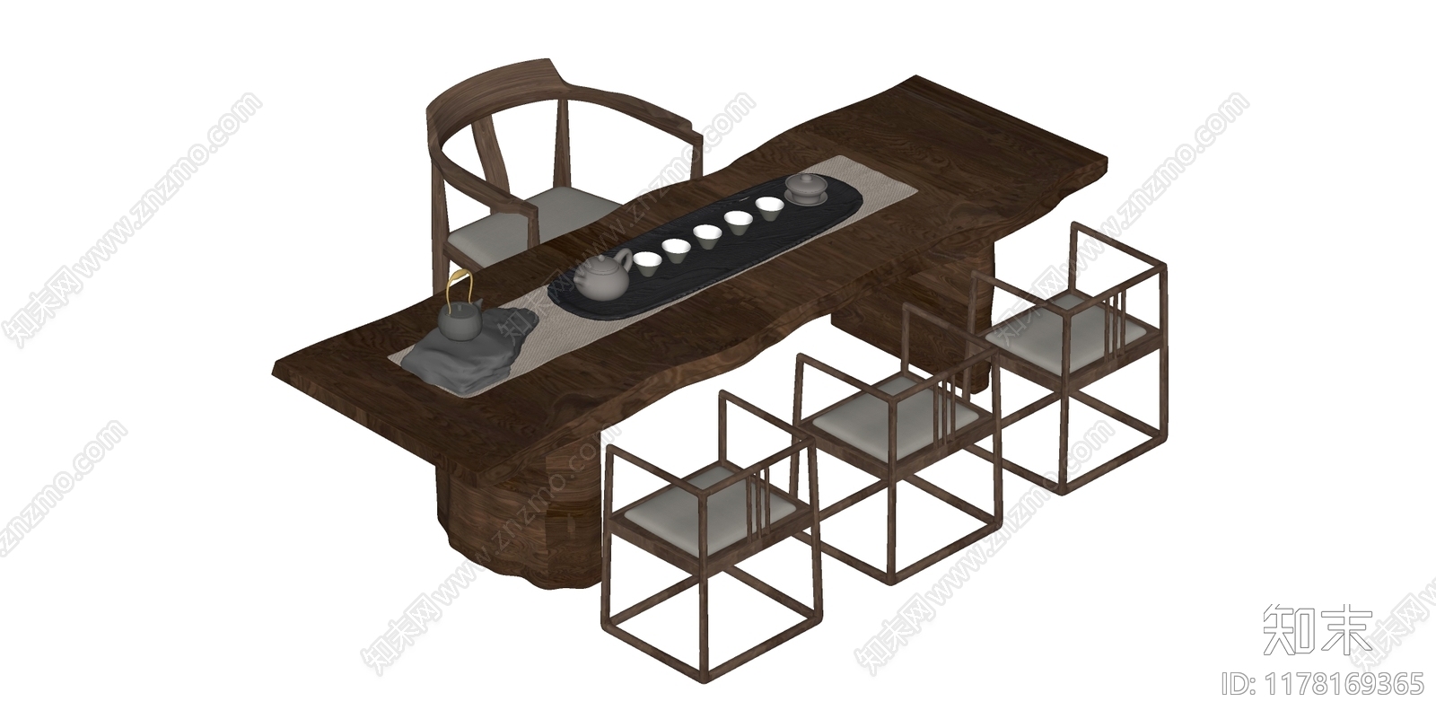 新中式中式茶桌椅SU模型下载【ID:1178169365】