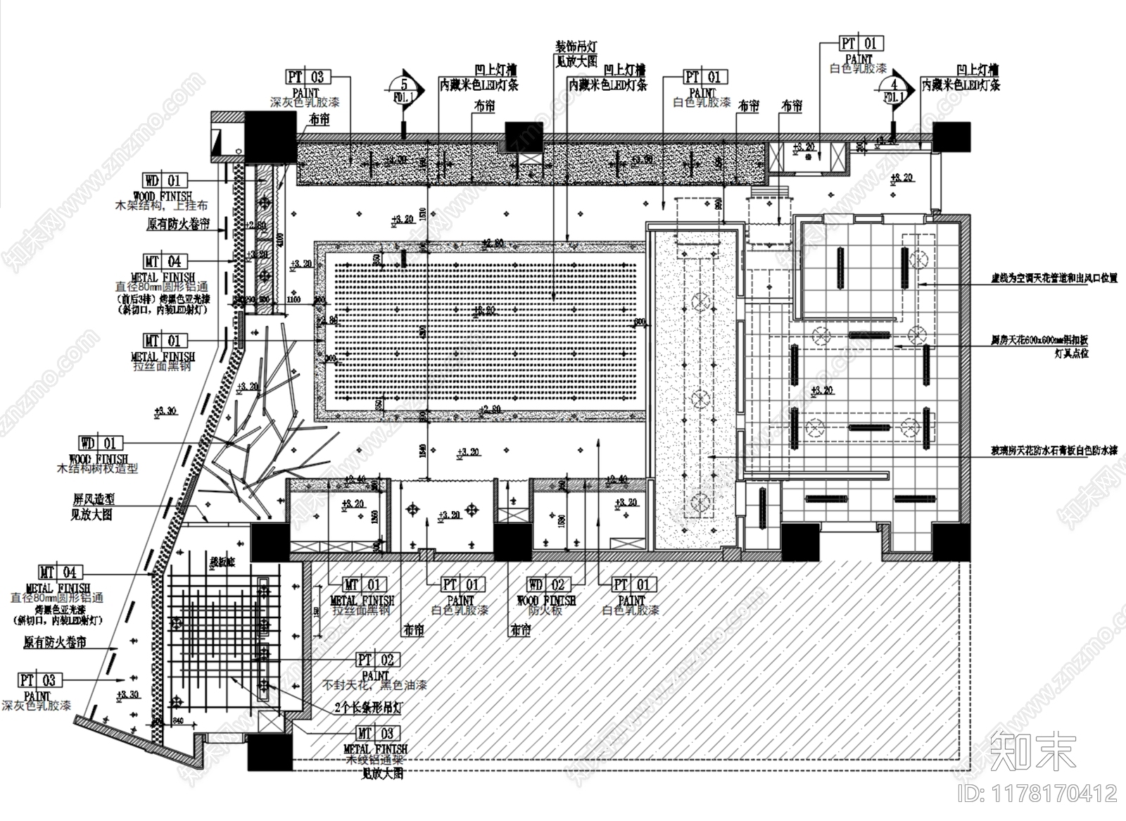 现代自助餐厅cad施工图下载【ID:1178170412】