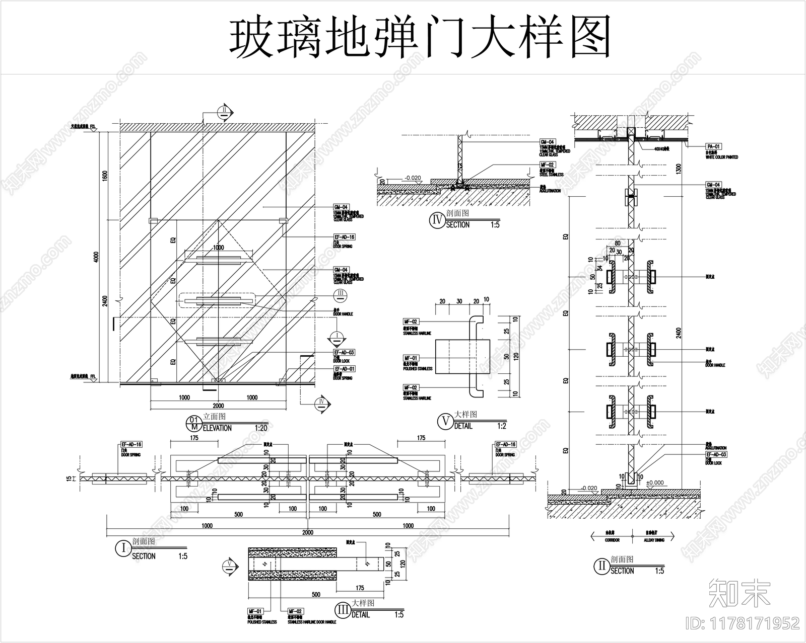 门节点cad施工图下载【ID:1178171952】