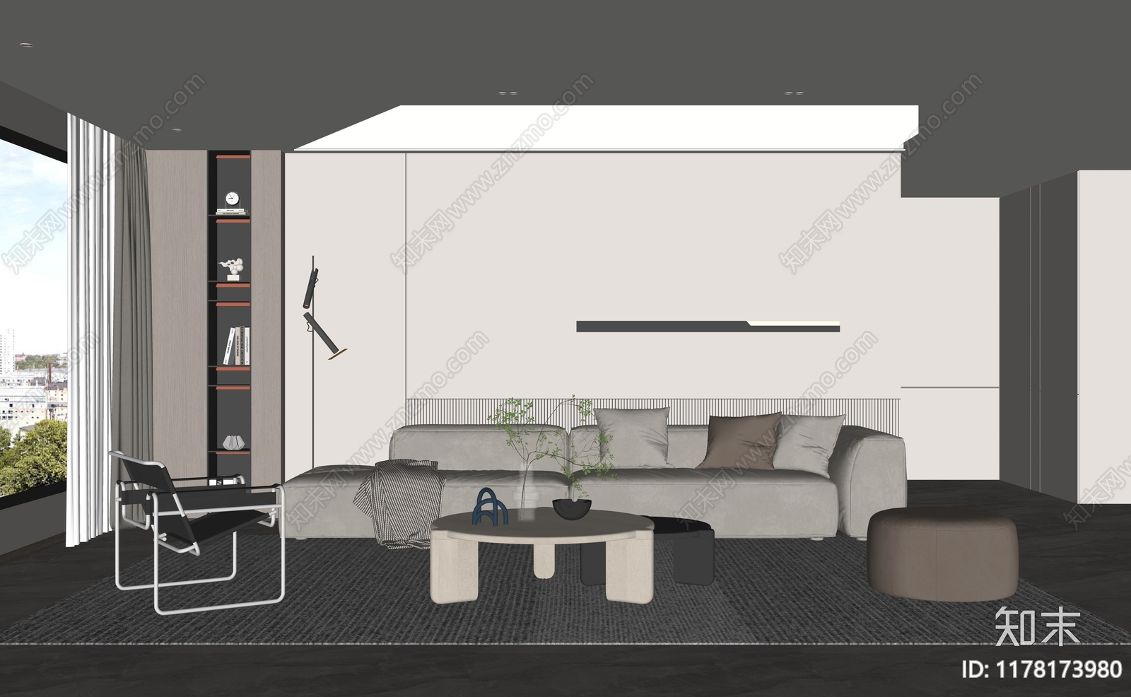 现代家居客厅SU模型下载【ID:1178173980】