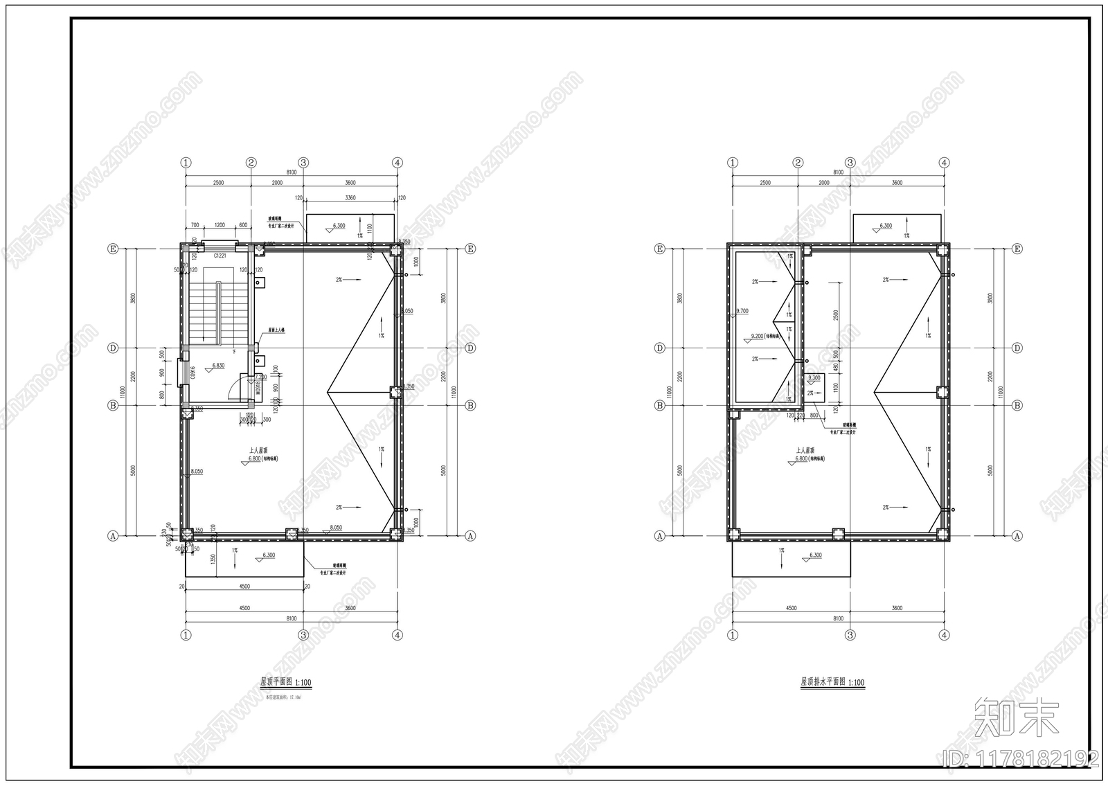 现代别墅建筑施工图下载【ID:1178182192】