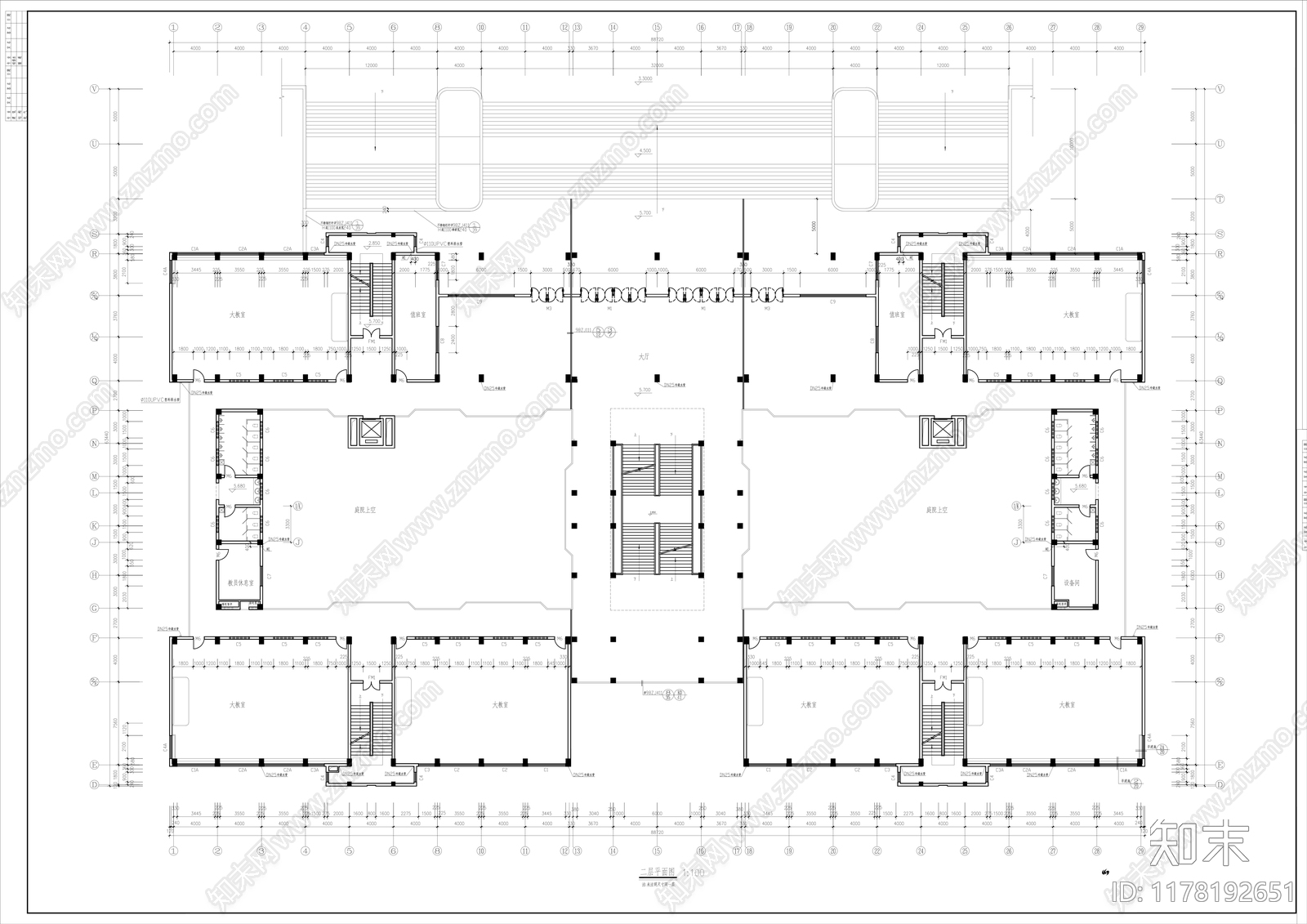 现代学校建筑cad施工图下载【ID:1178192651】