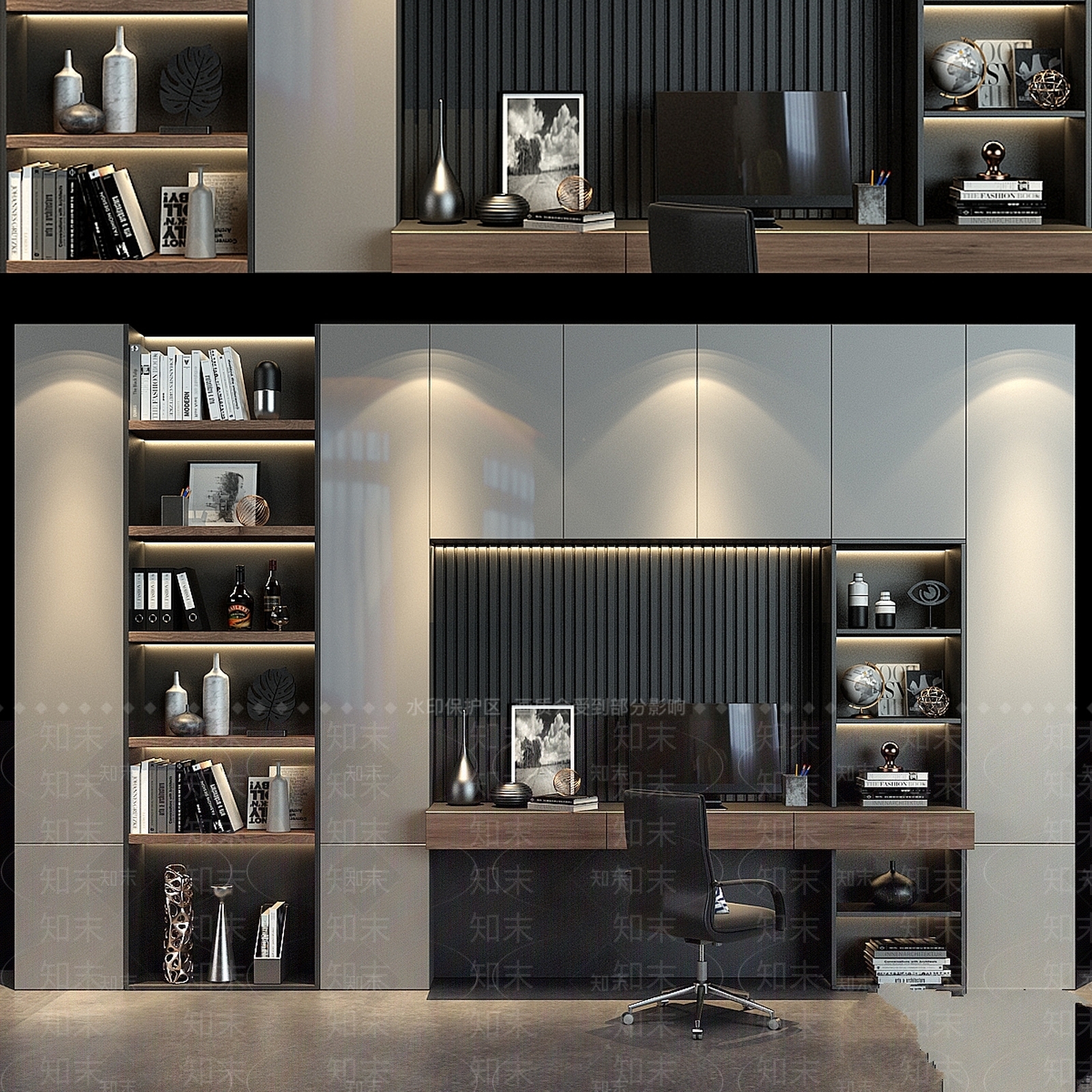 办公桌椅3D模型下载【ID:1178194228】