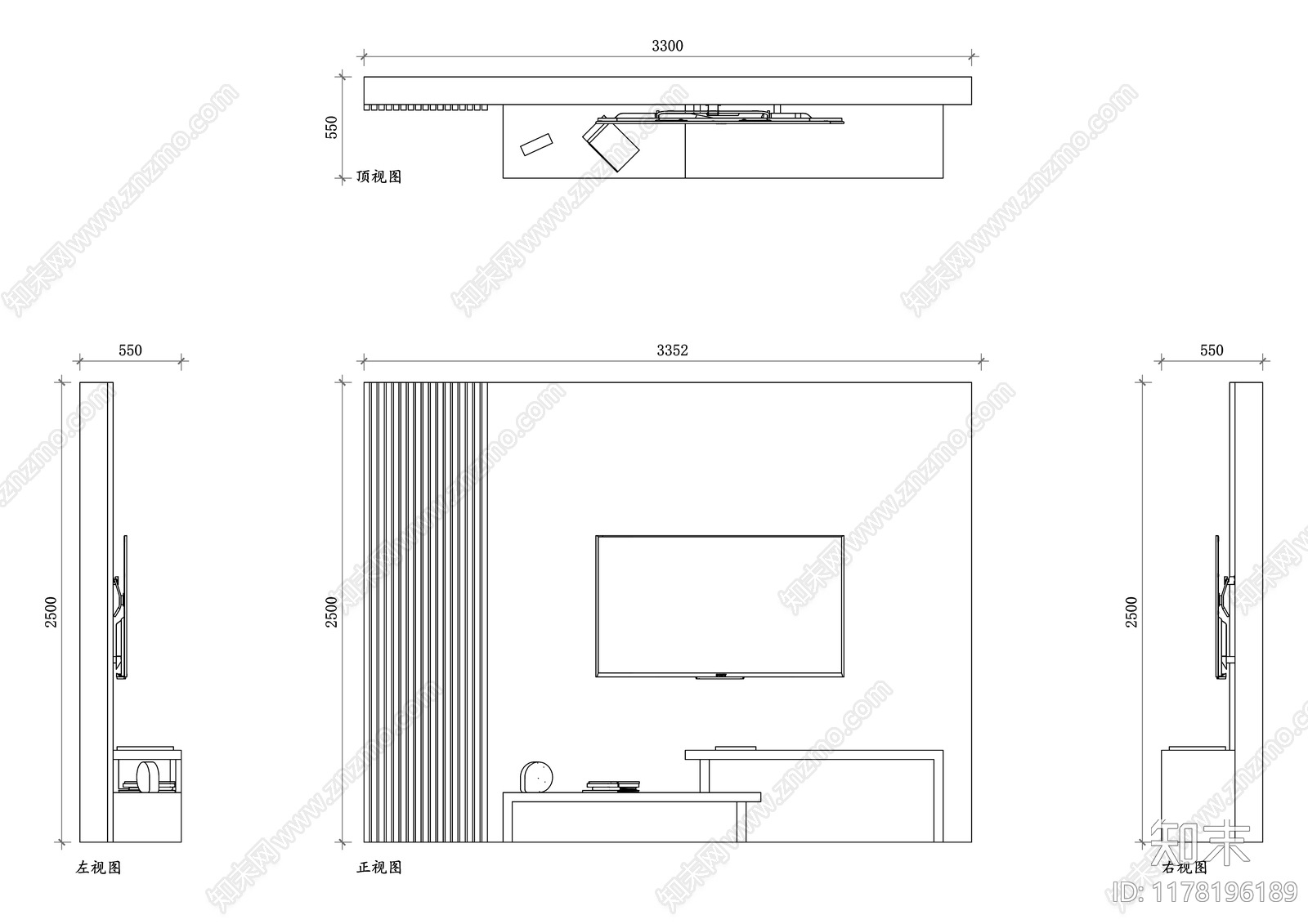 现代背景墙cad施工图下载【ID:1178196189】