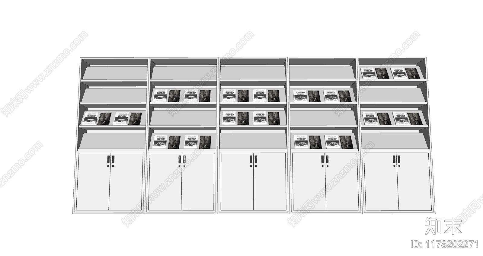 现代书柜SU模型下载【ID:1178202271】