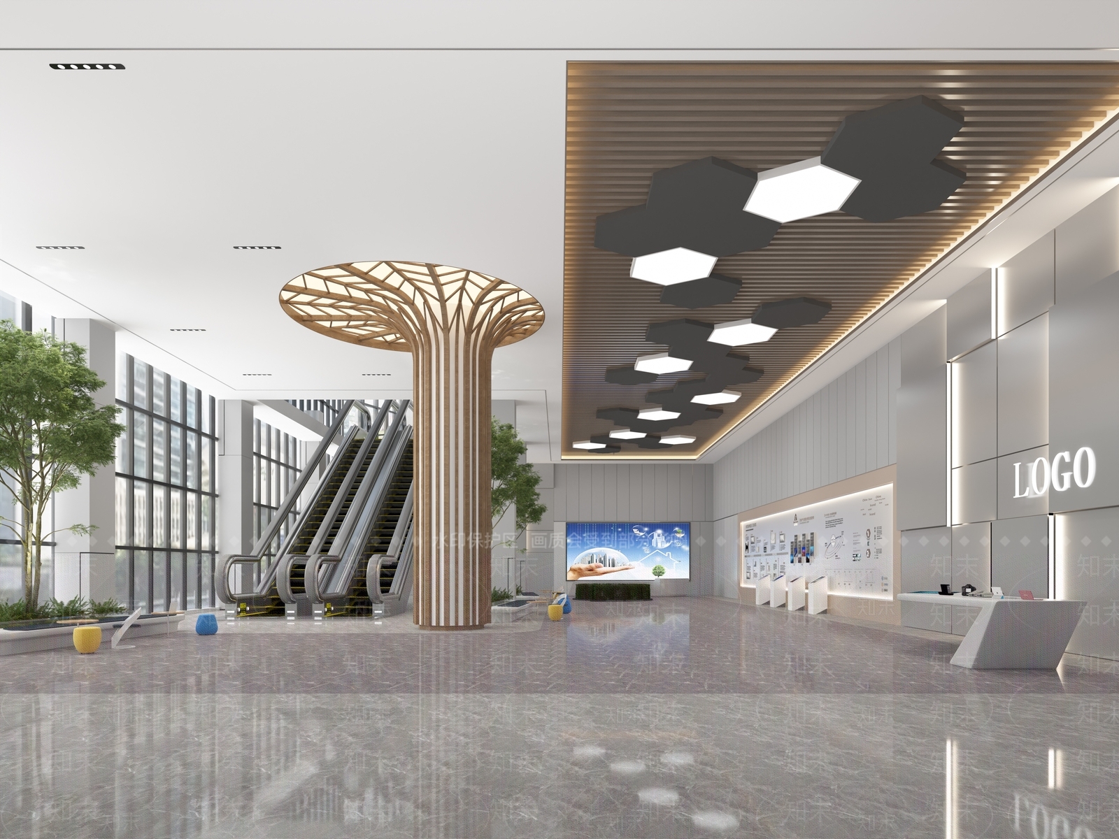 现代办公大厅3D模型下载【ID:1178206232】