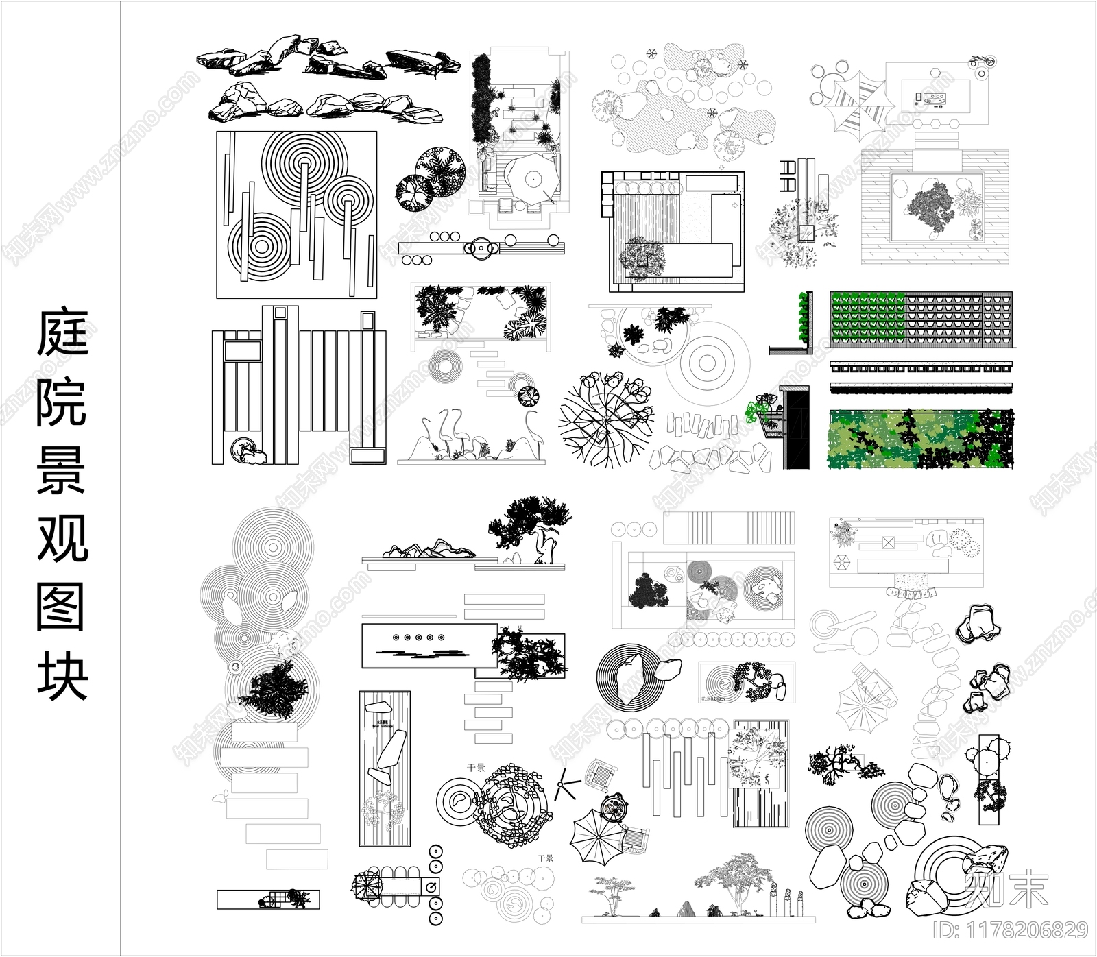 综合景观图库cad施工图下载【ID:1178206829】
