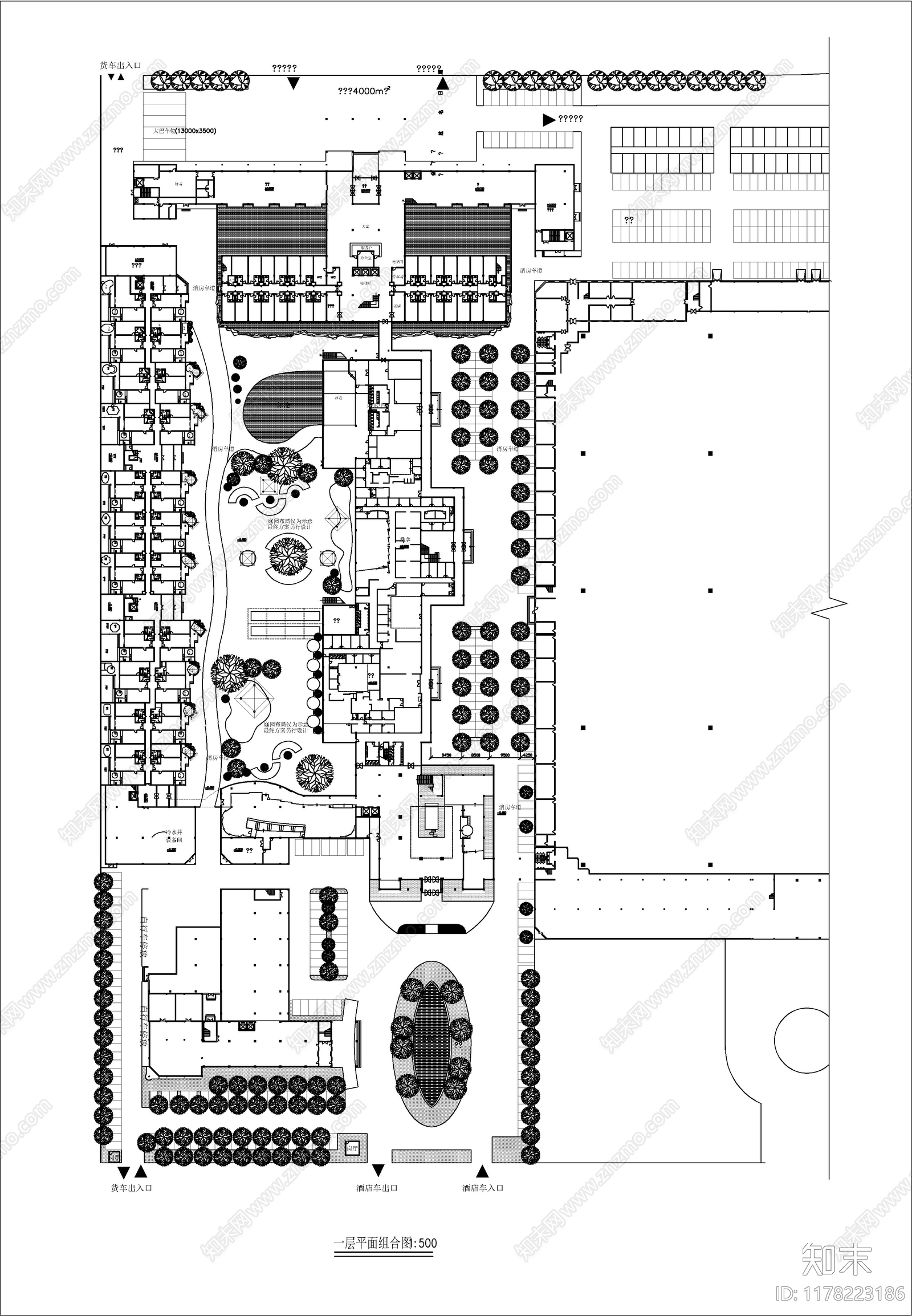 现代酒店建筑施工图下载【ID:1178223186】