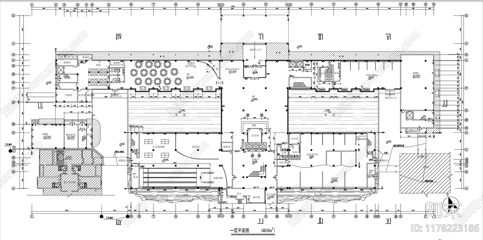 现代酒店建筑施工图下载【ID:1178223186】